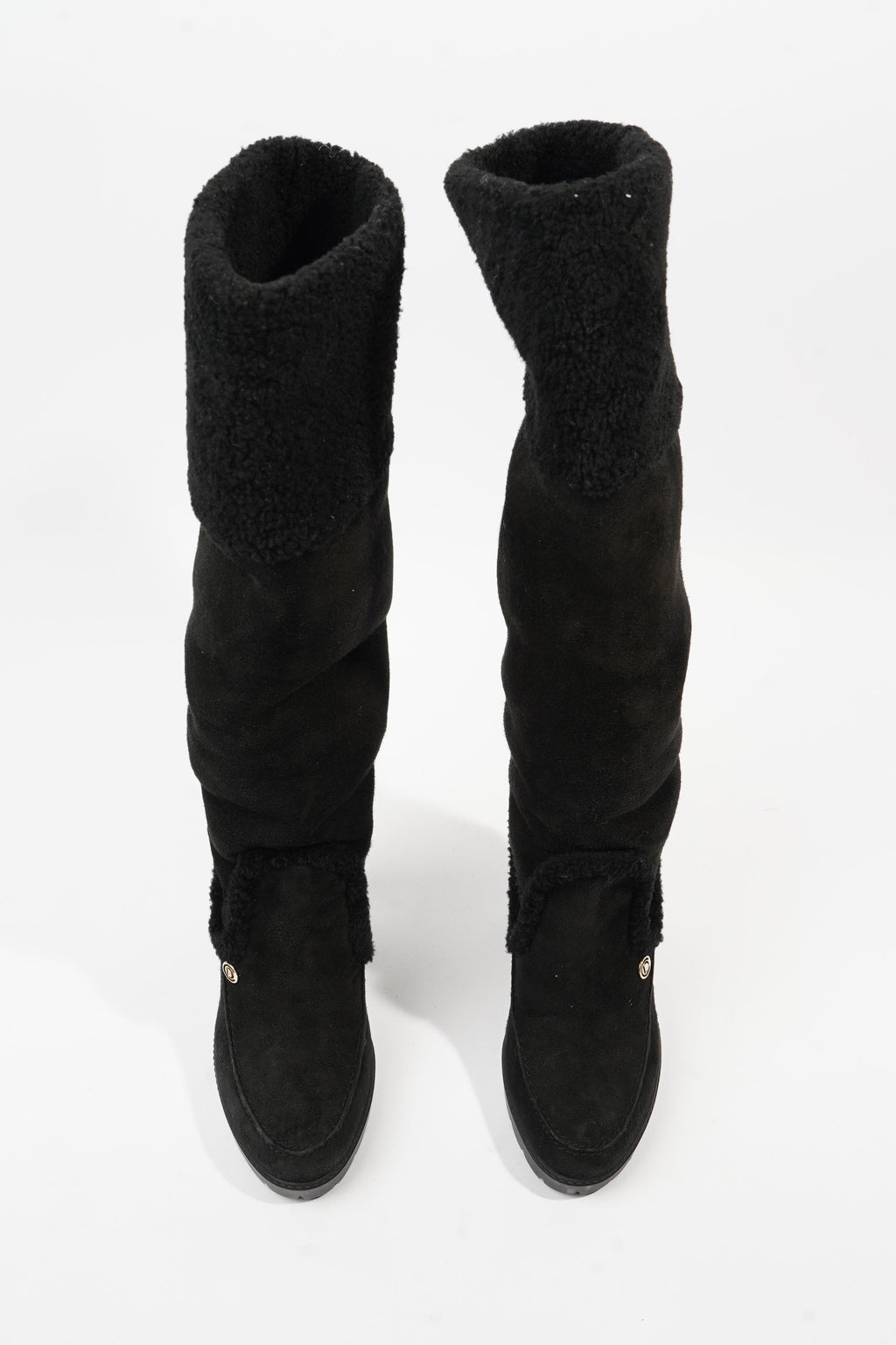 Christian Dior Sheepskin Knee High Boot 110 Black Shearling EU 38 UK 5