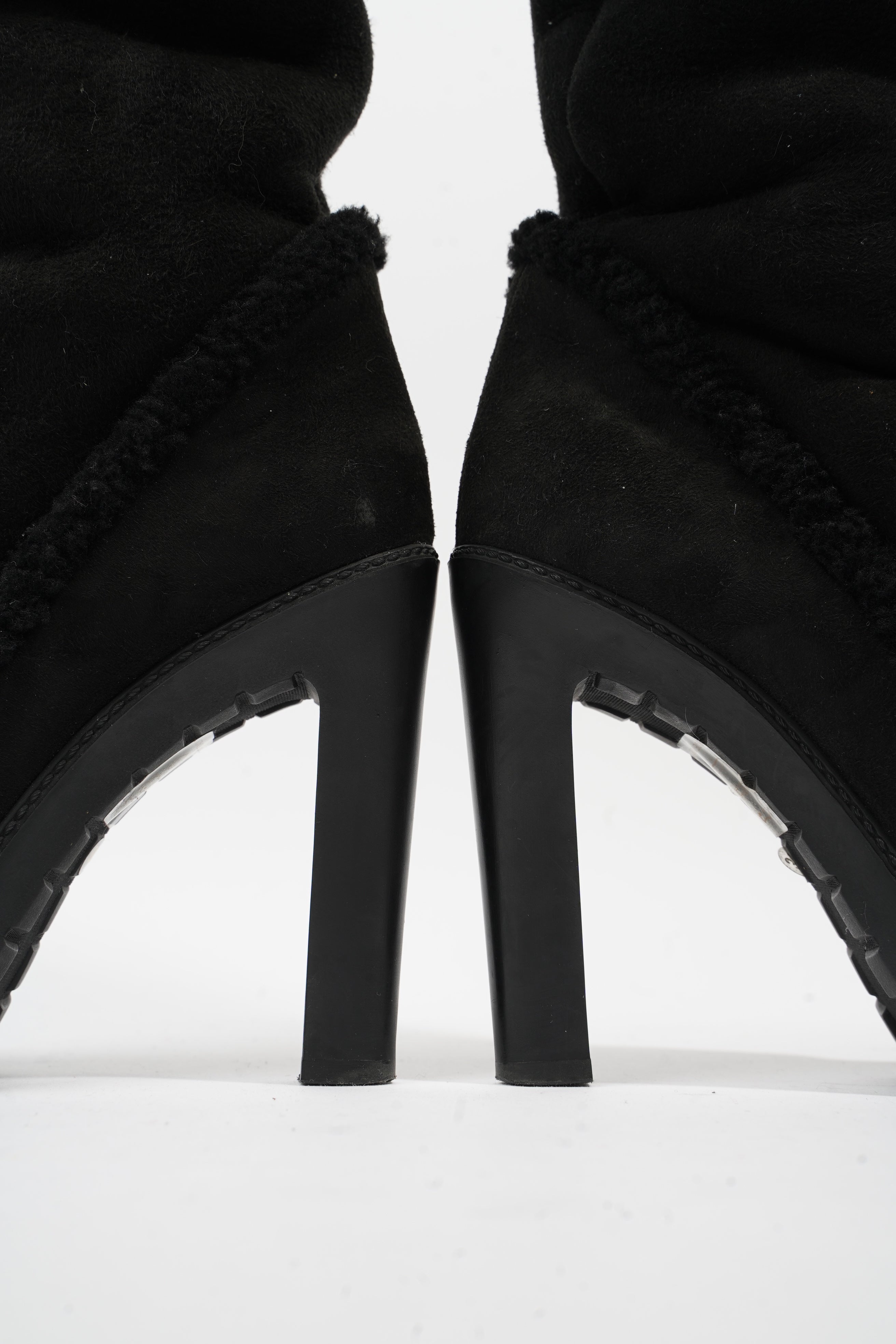 Christian Dior Sheepskin Knee High Boot 110 Black Shearling EU 38 UK 5