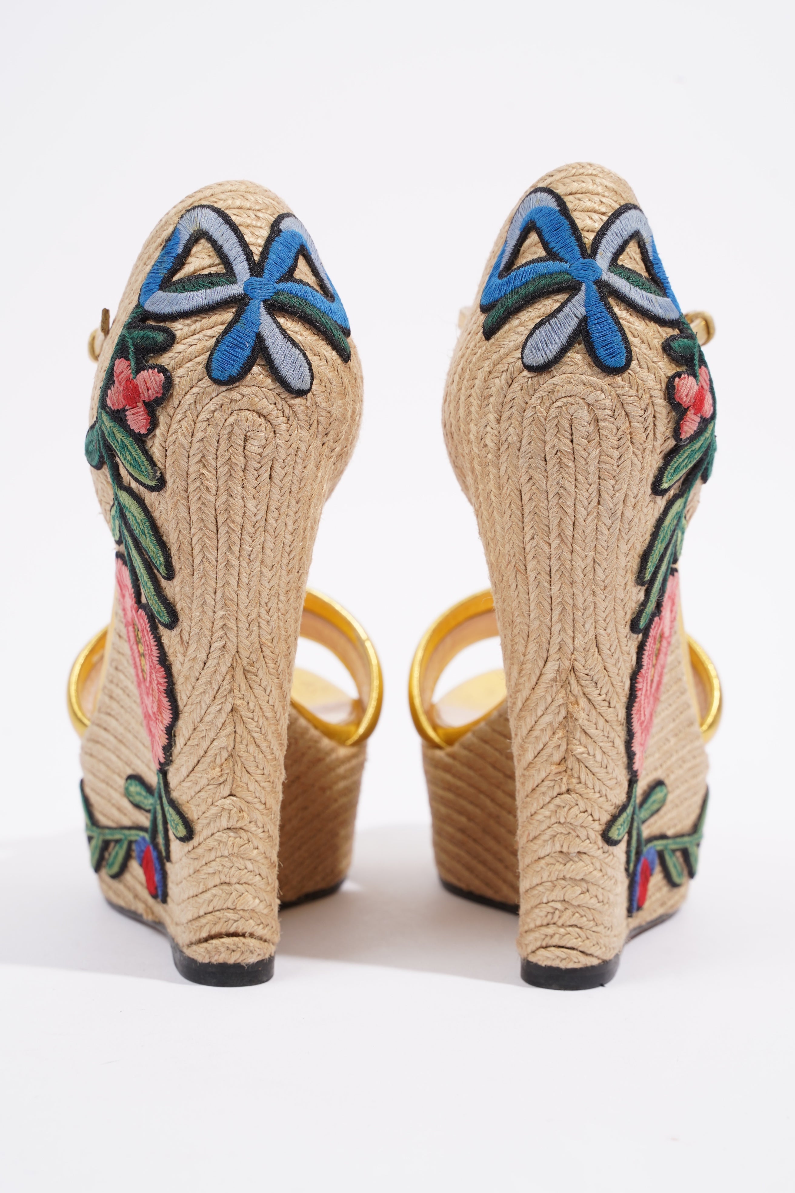 Gucci Wedge Gold Raffia EU 38.5 UK 5.5
