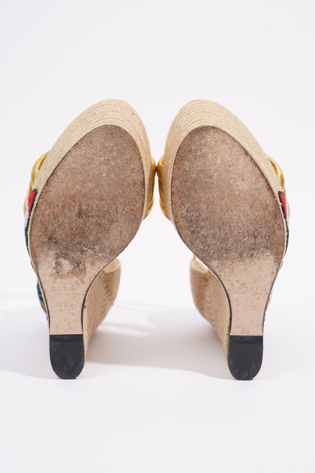 Gucci Wedge Gold Raffia EU 38.5 UK 5.5