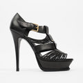 Saint Laurent Tribute Sandal 130 Black Leather EU 38 UK 5
