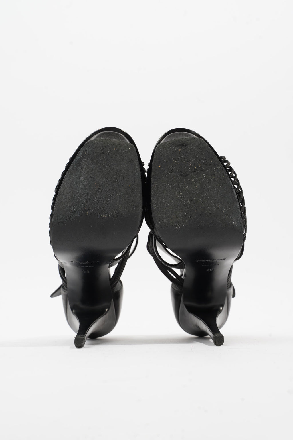 Saint Laurent Tribute Sandal 130 Black Leather EU 38 UK 5