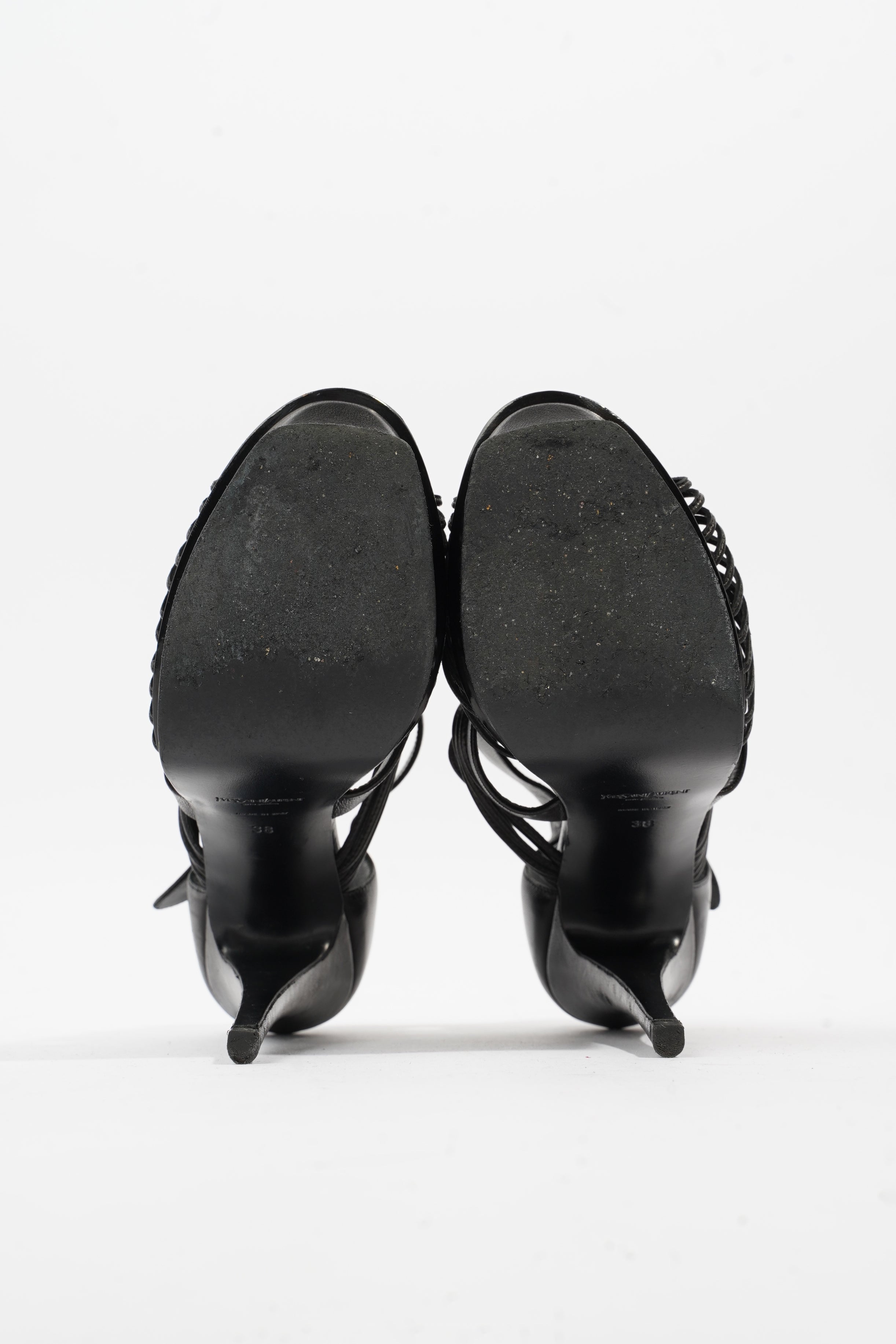 Saint Laurent Tribute Sandal 130 Black Leather EU 38 UK 5