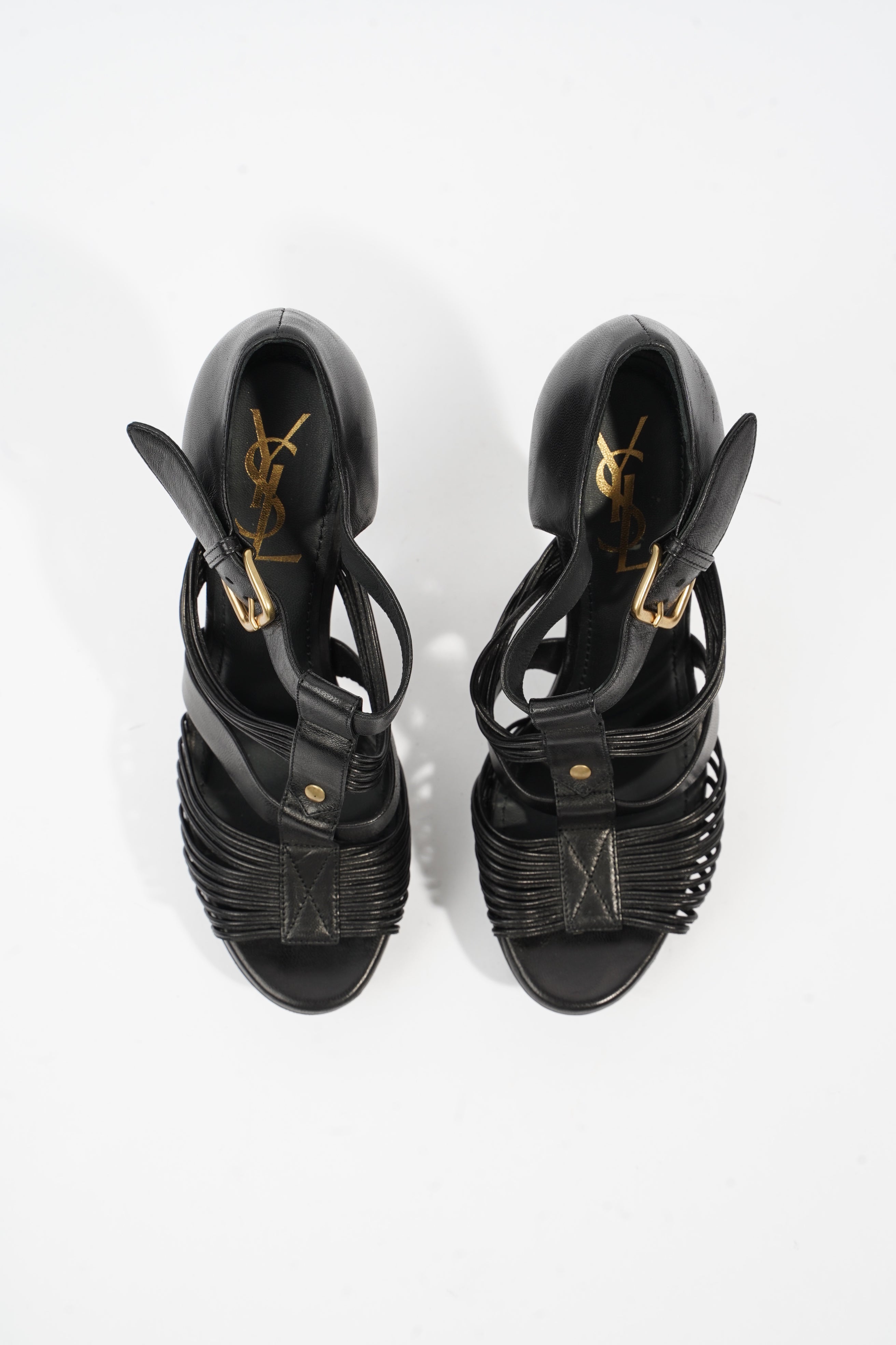 Saint Laurent Tribute Sandal 130 Black Leather EU 38 UK 5
