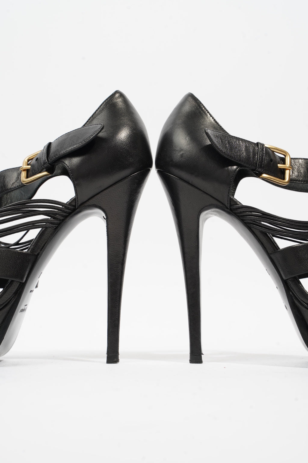 Saint Laurent Tribute Sandal 130 Black Leather EU 38 UK 5