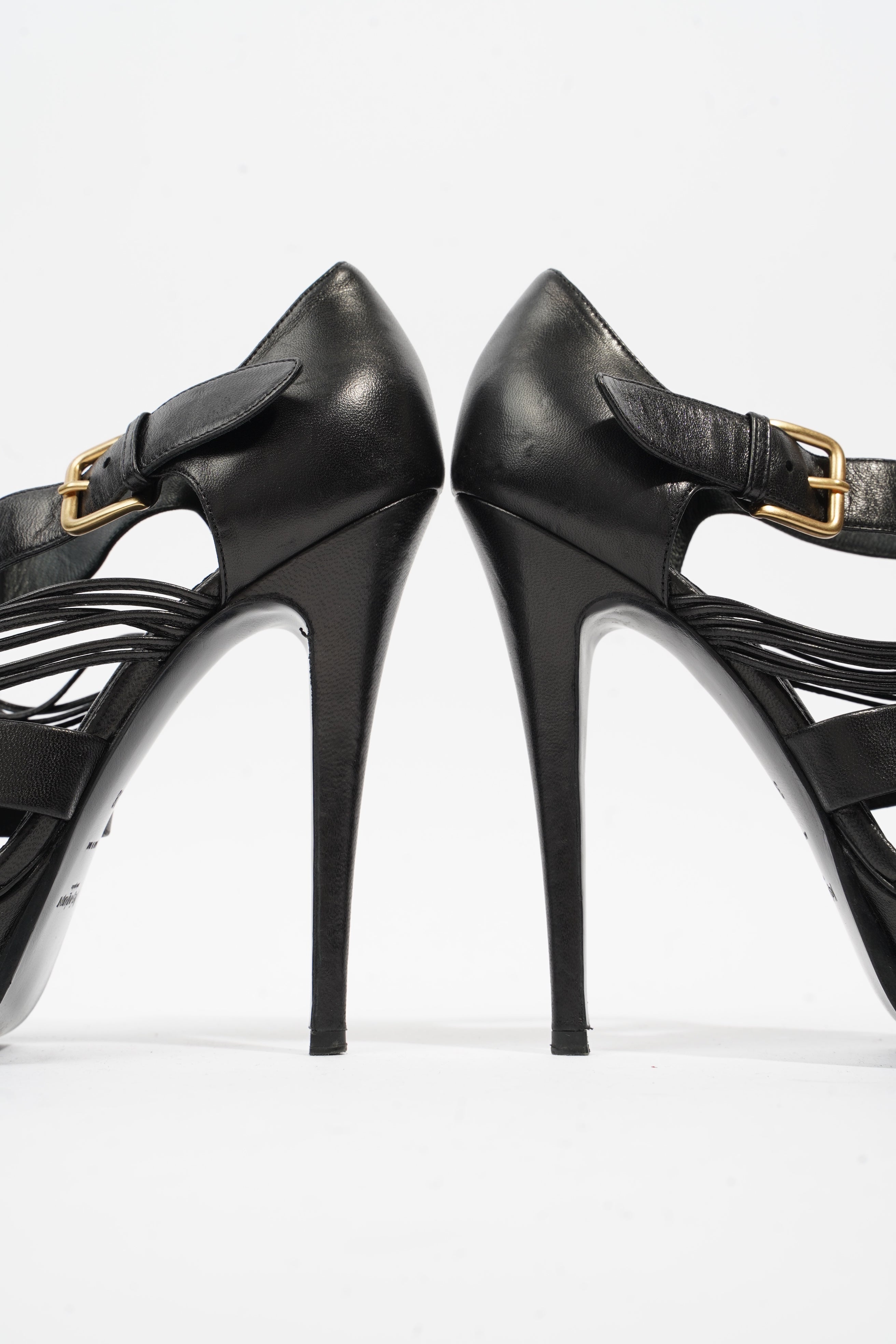 Saint Laurent Tribute Sandal 130 Black Leather EU 38 UK 5