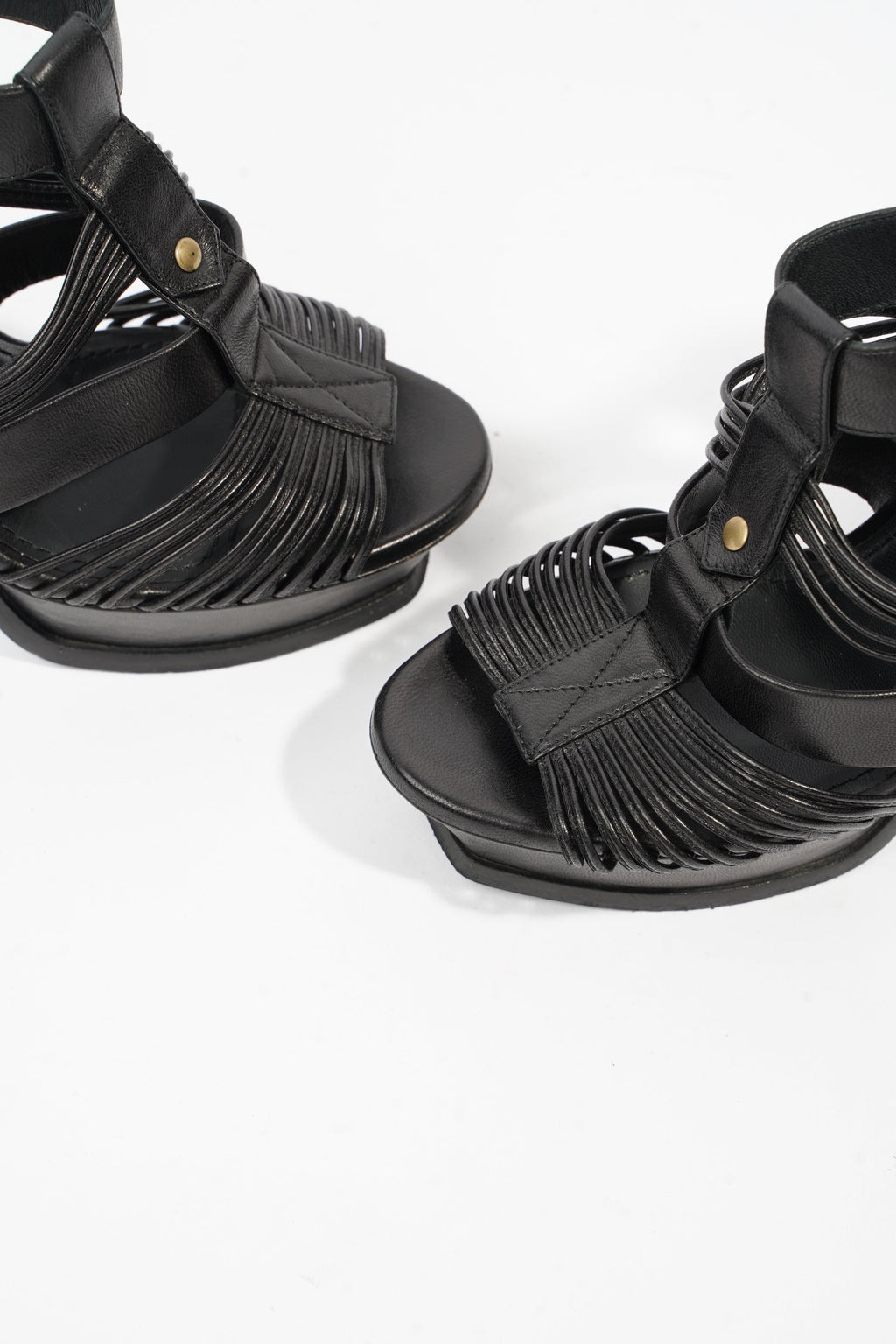 Saint Laurent Tribute Sandal 130 Black Leather EU 38 UK 5