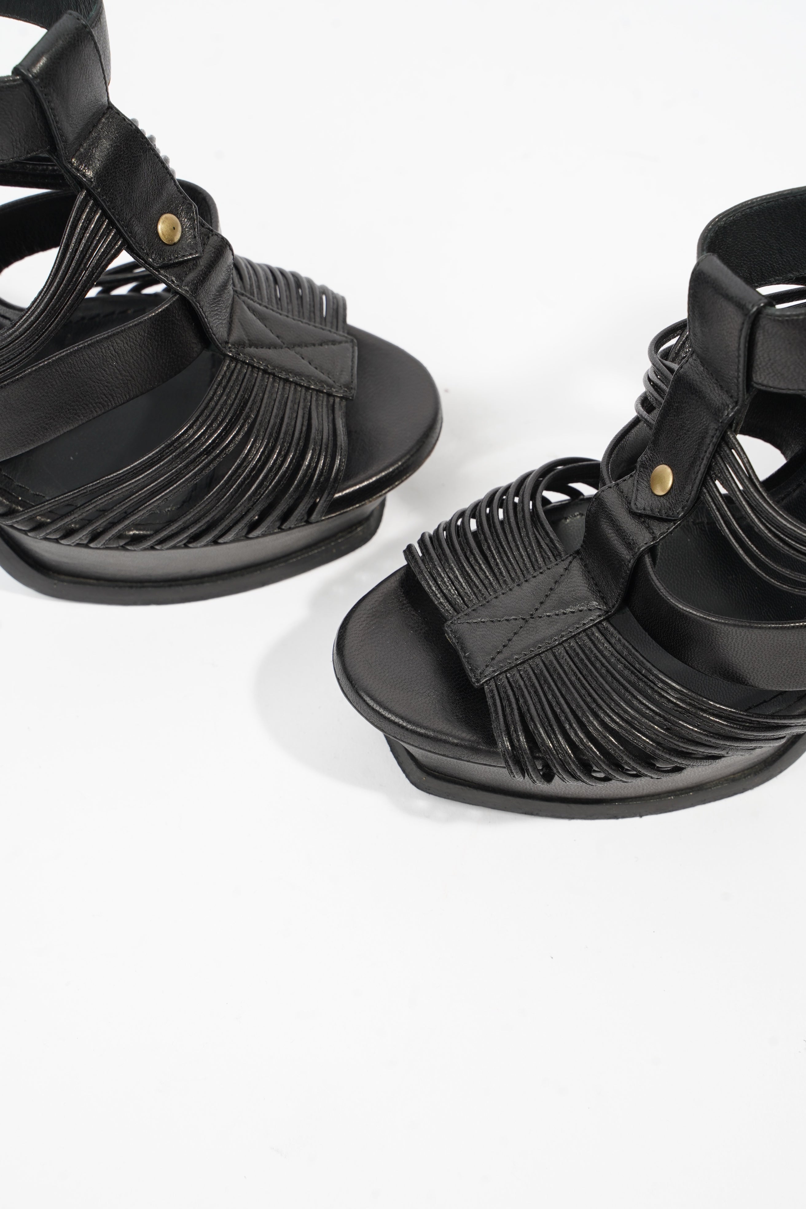 Saint Laurent Tribute Sandal 130 Black Leather EU 38 UK 5