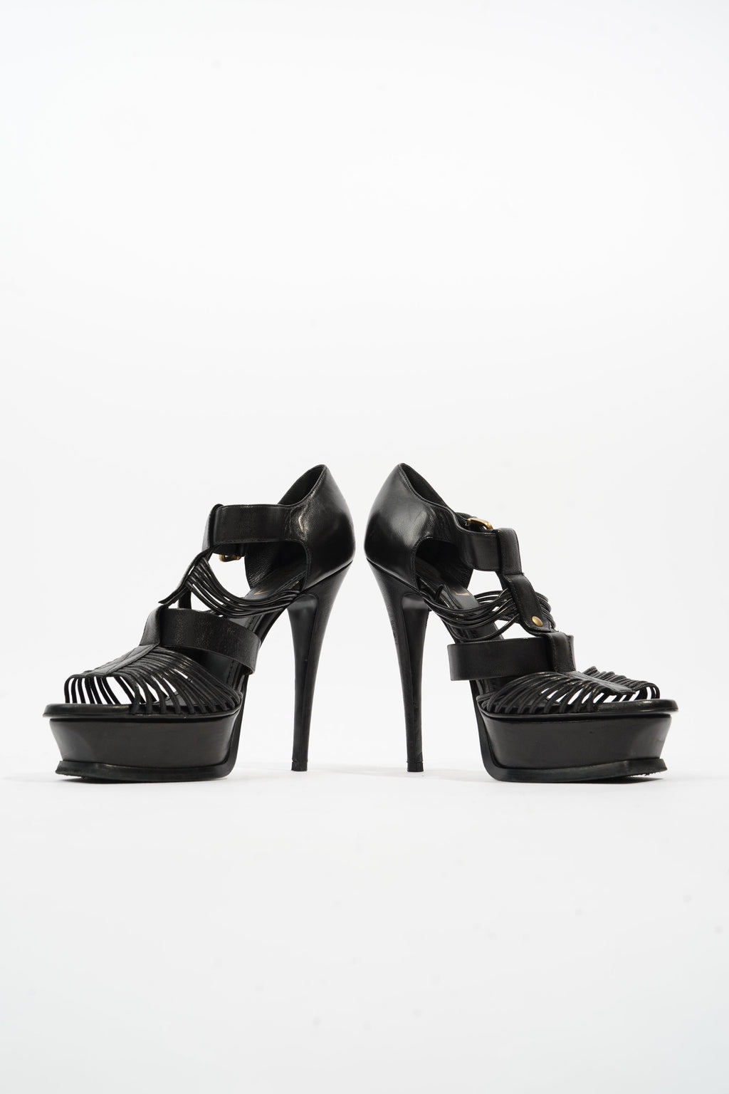 Saint Laurent Tribute Sandal 130 Black Leather EU 38 UK 5