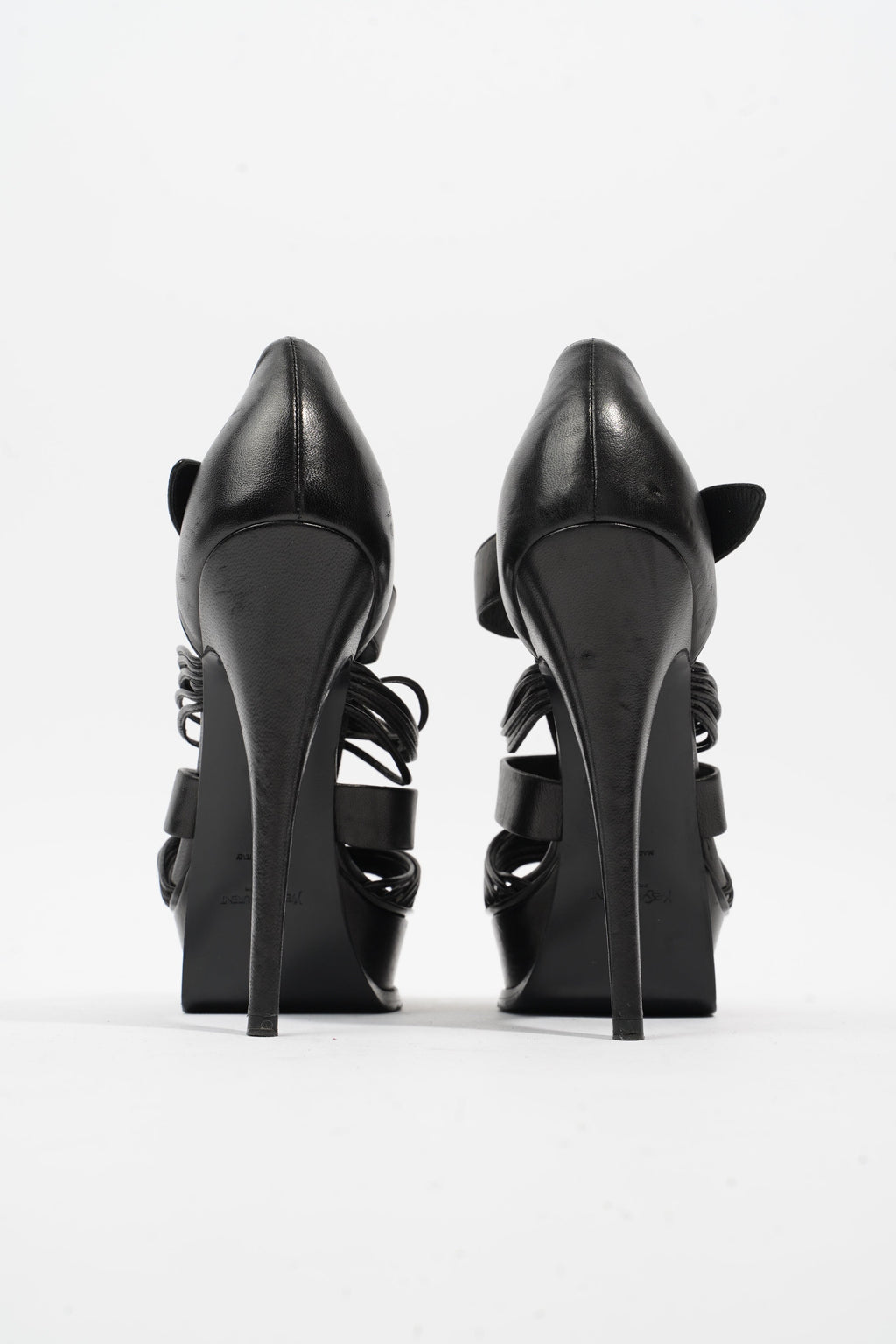 Saint Laurent Tribute Sandal 130 Black Leather EU 38 UK 5