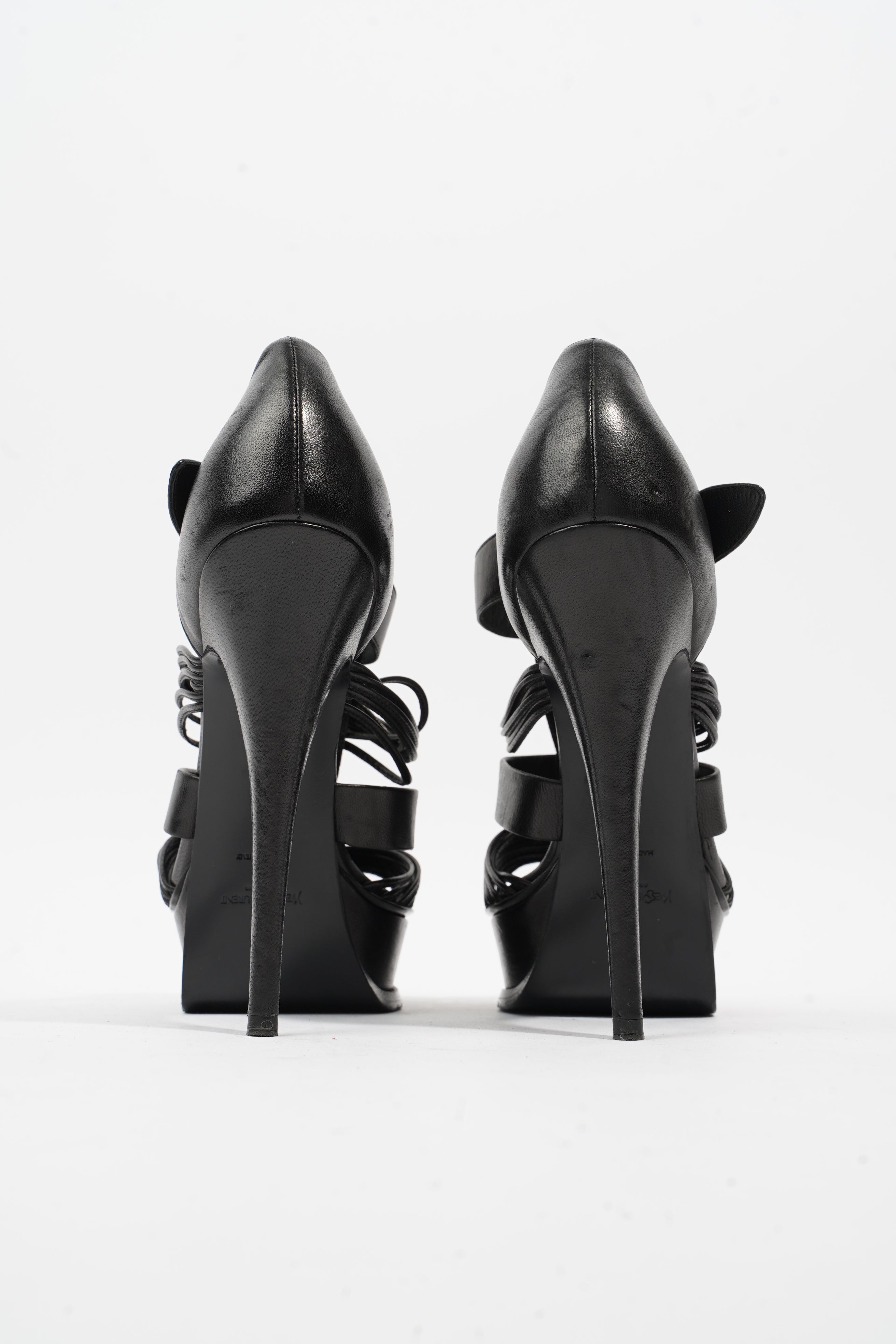 Saint Laurent Tribute Sandal 130 Black Leather EU 38 UK 5
