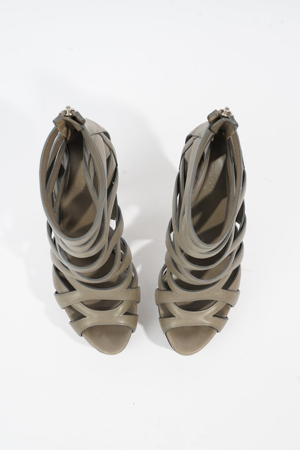 Gucci Spiral Sandal 130 Grey Leather EU 38 UK 5