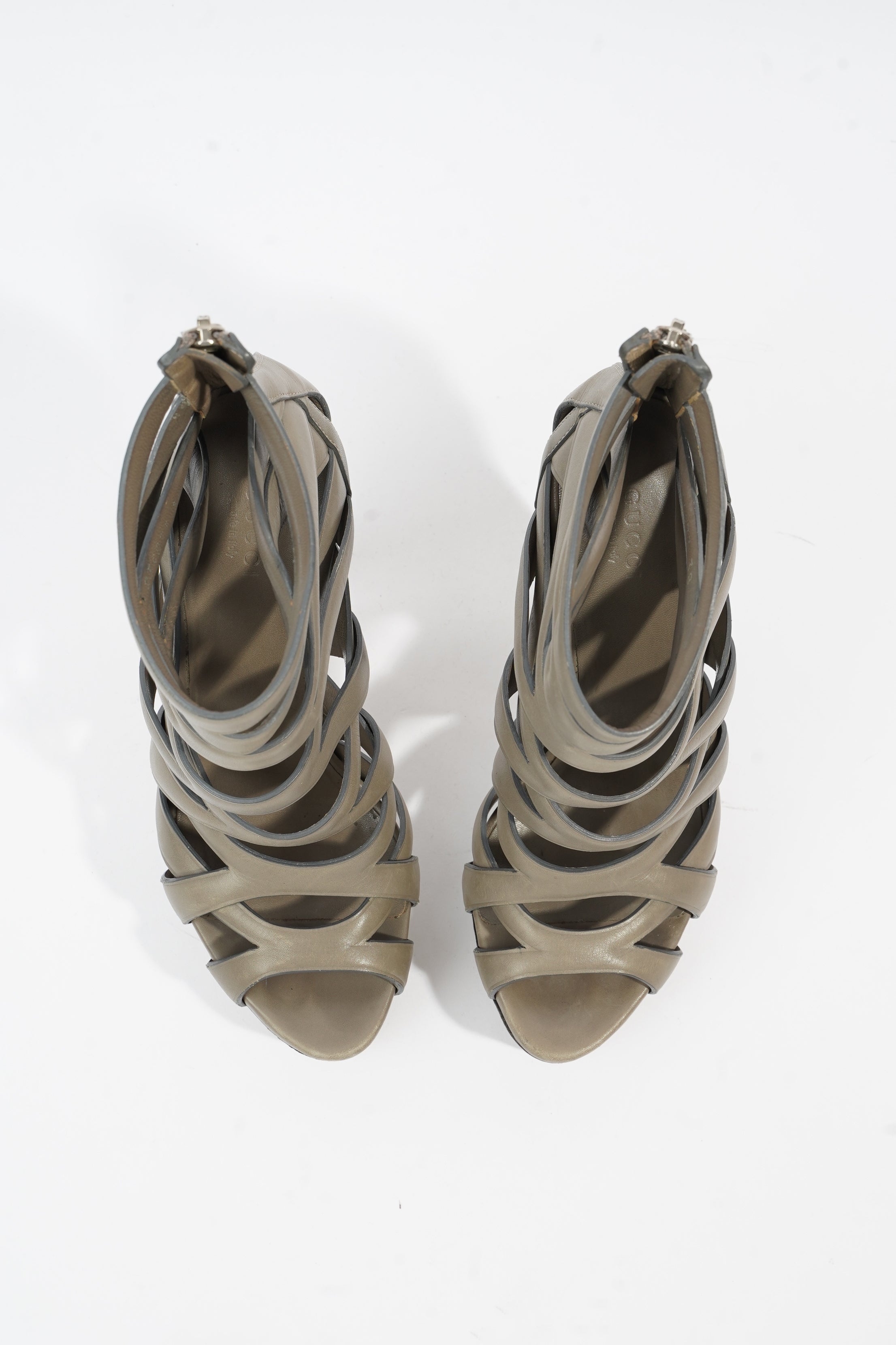 Gucci Spiral Sandal 130 Grey Leather EU 38 UK 5