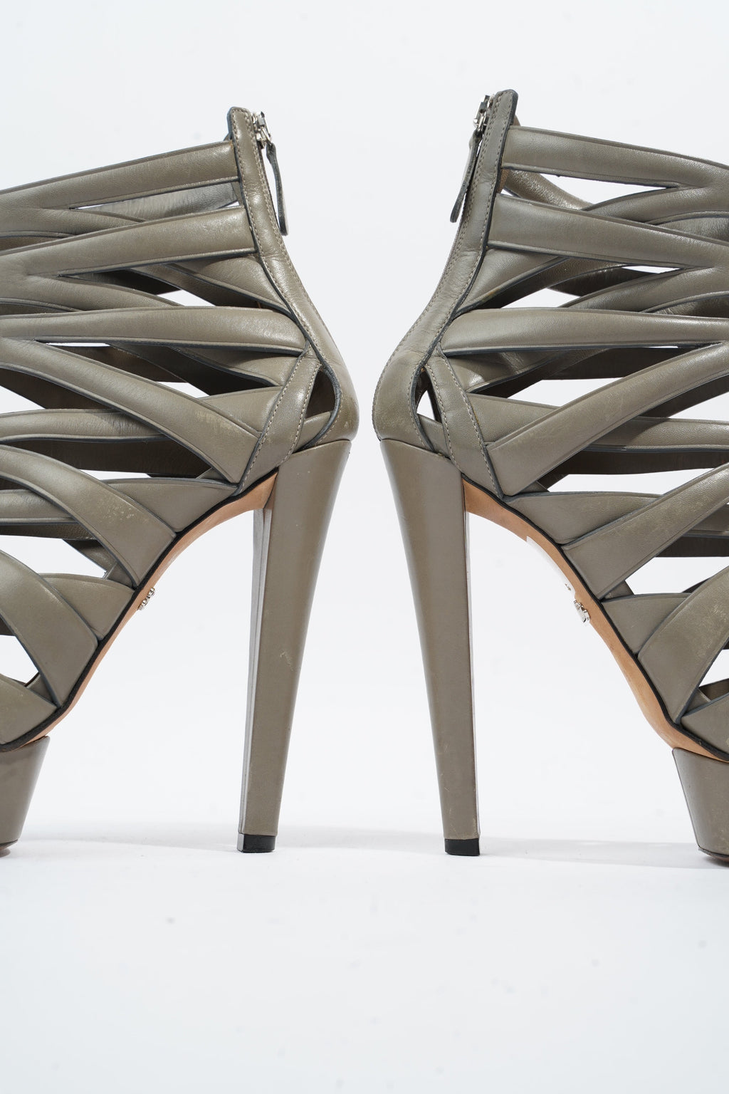 Gucci Spiral Sandal 130 Grey Leather EU 38 UK 5