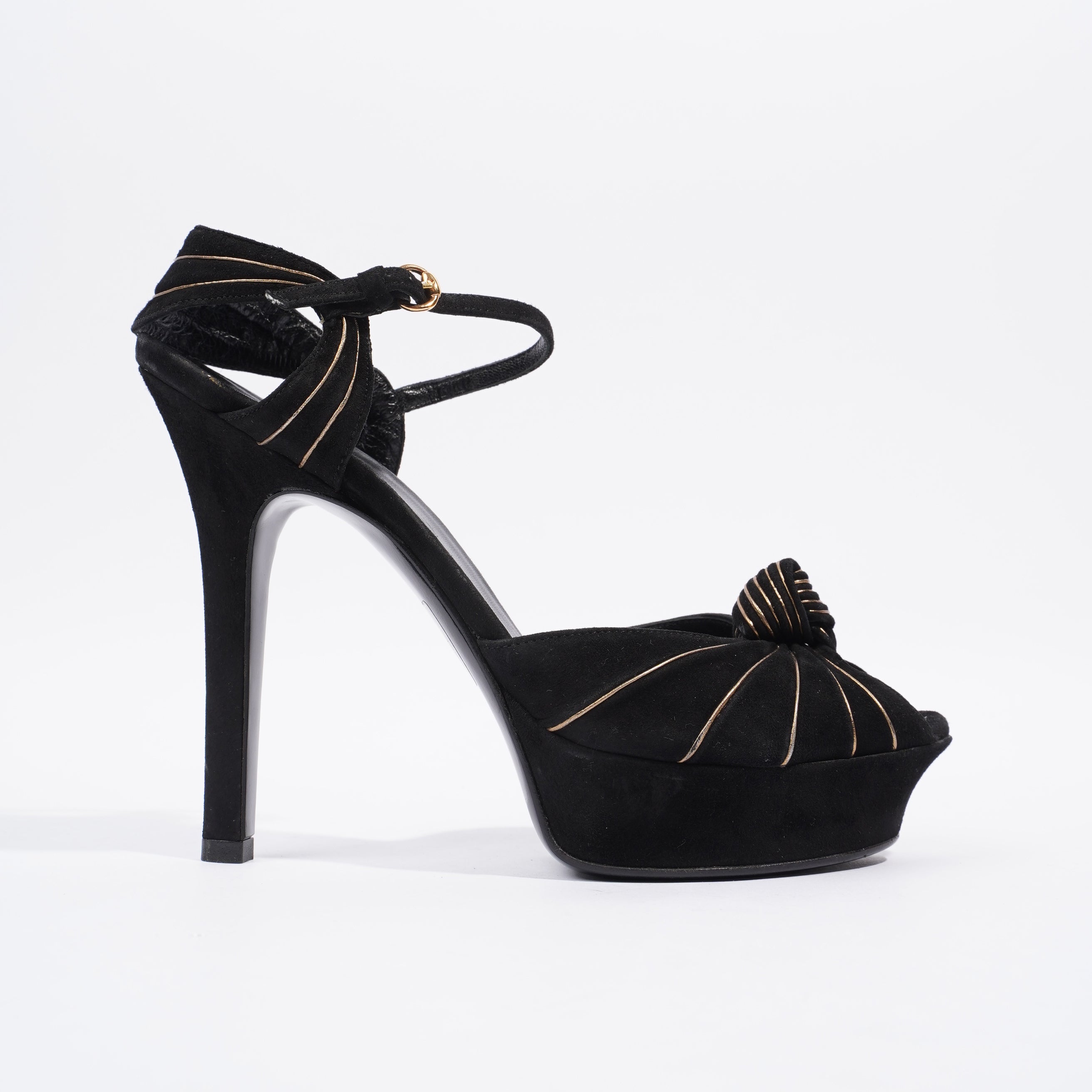 Gucci Heeled Sandal 120 Black Suede EU 38 UK 5