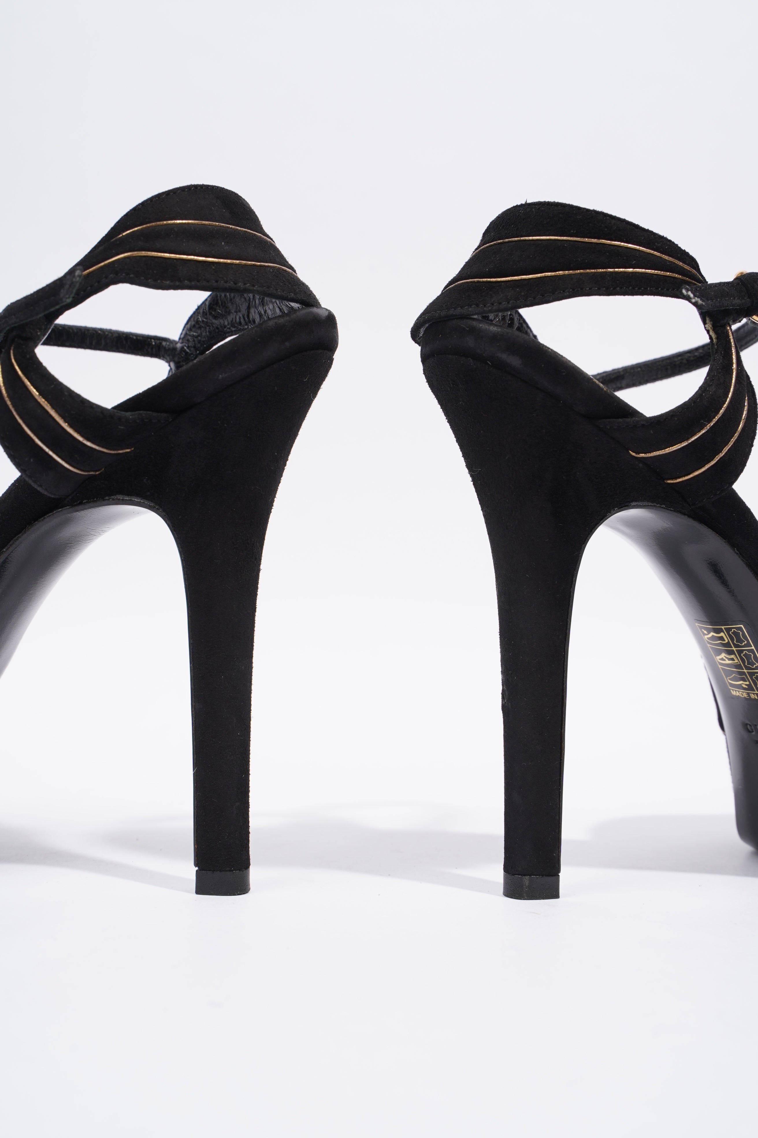 Gucci Heeled Sandal 120 Black Suede EU 38 UK 5
