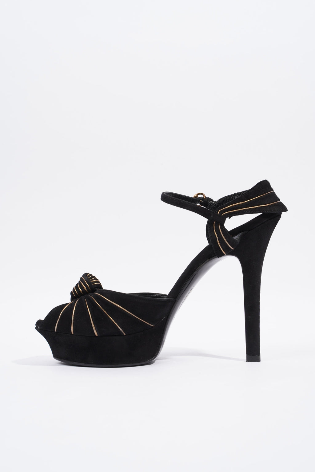 Gucci Heeled Sandal 120 Black Suede EU 38 UK 5