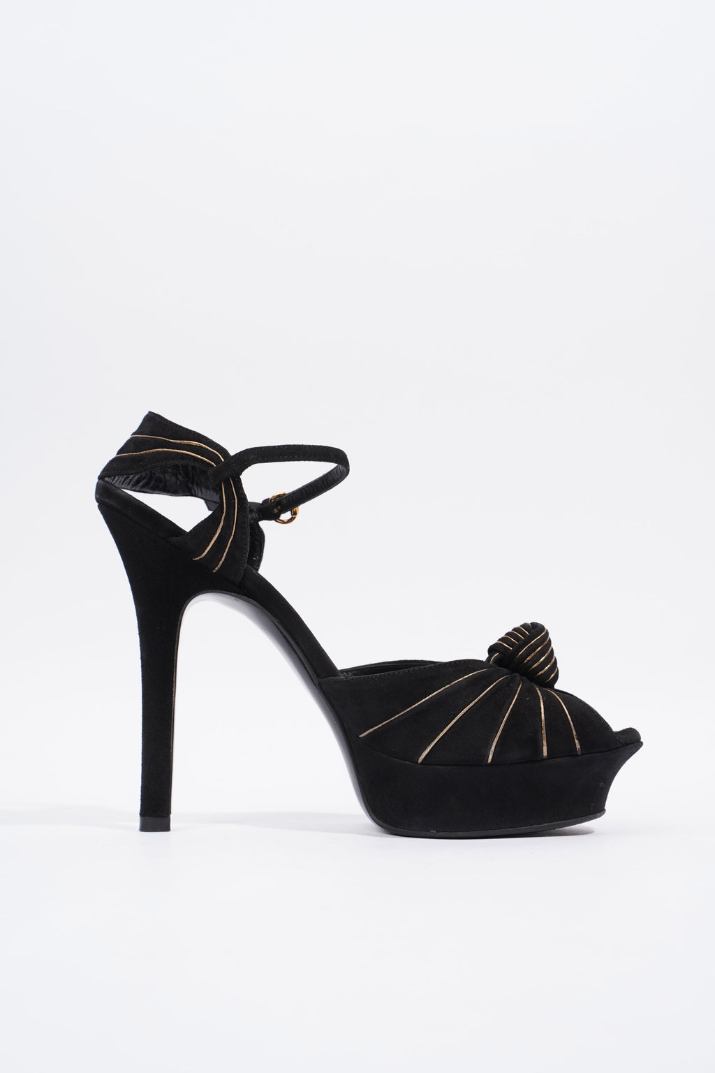 Gucci Heeled Sandal 120 Black Suede EU 38 UK 5