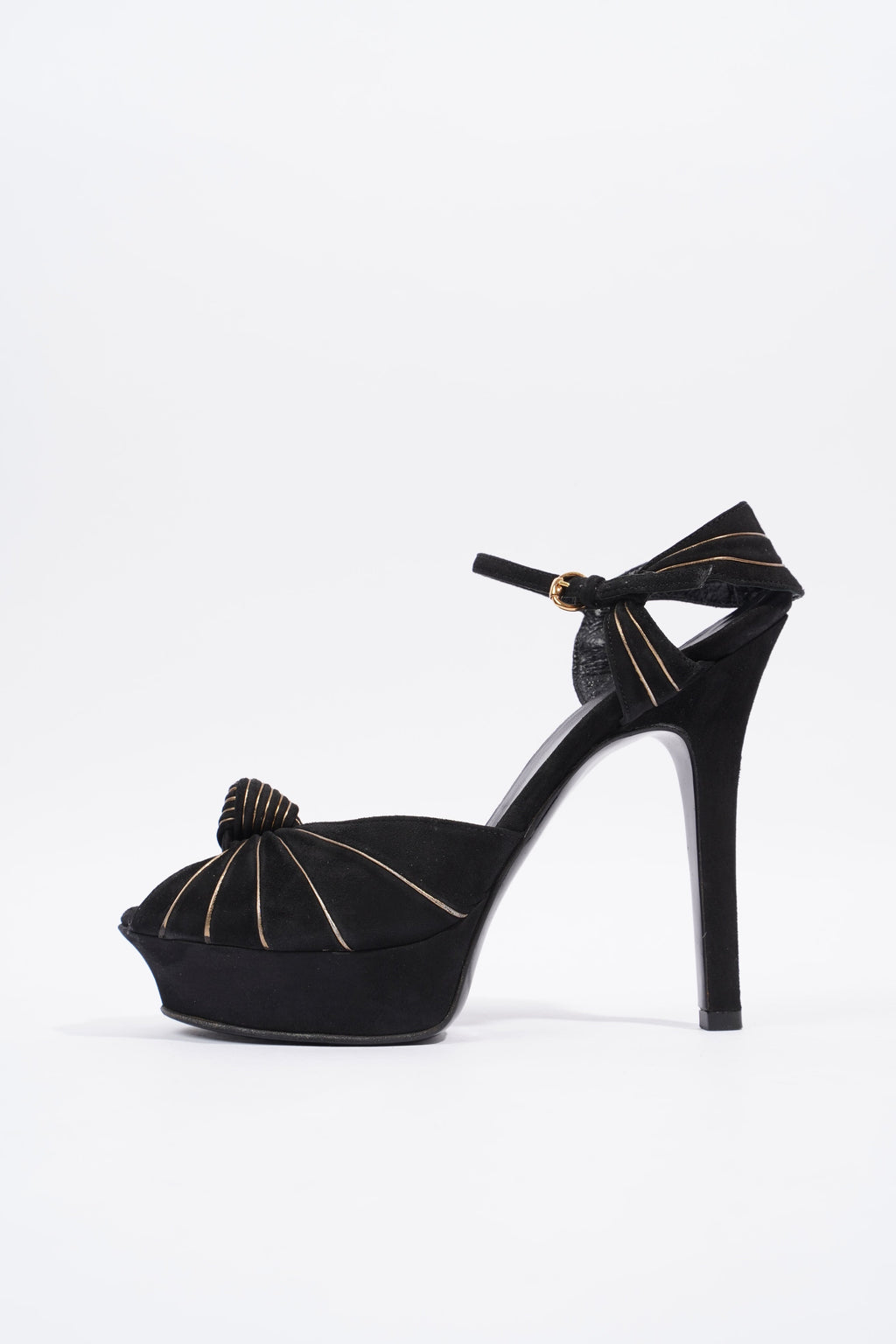 Gucci Heeled Sandal 120 Black Suede EU 38 UK 5