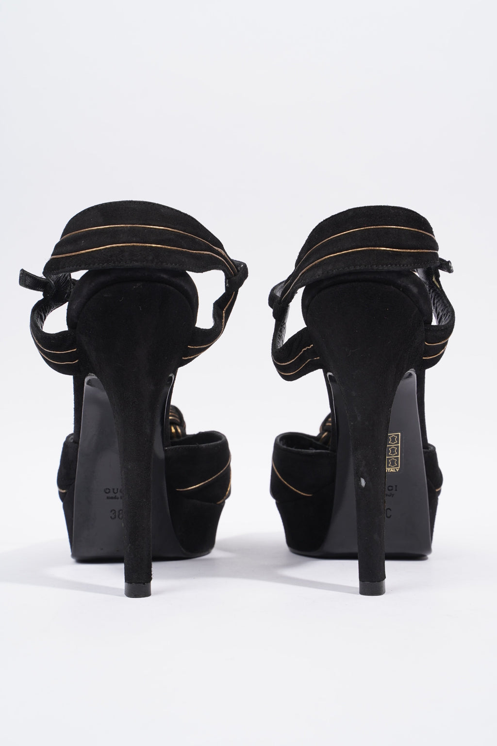 Gucci Heeled Sandal 120 Black Suede EU 38 UK 5