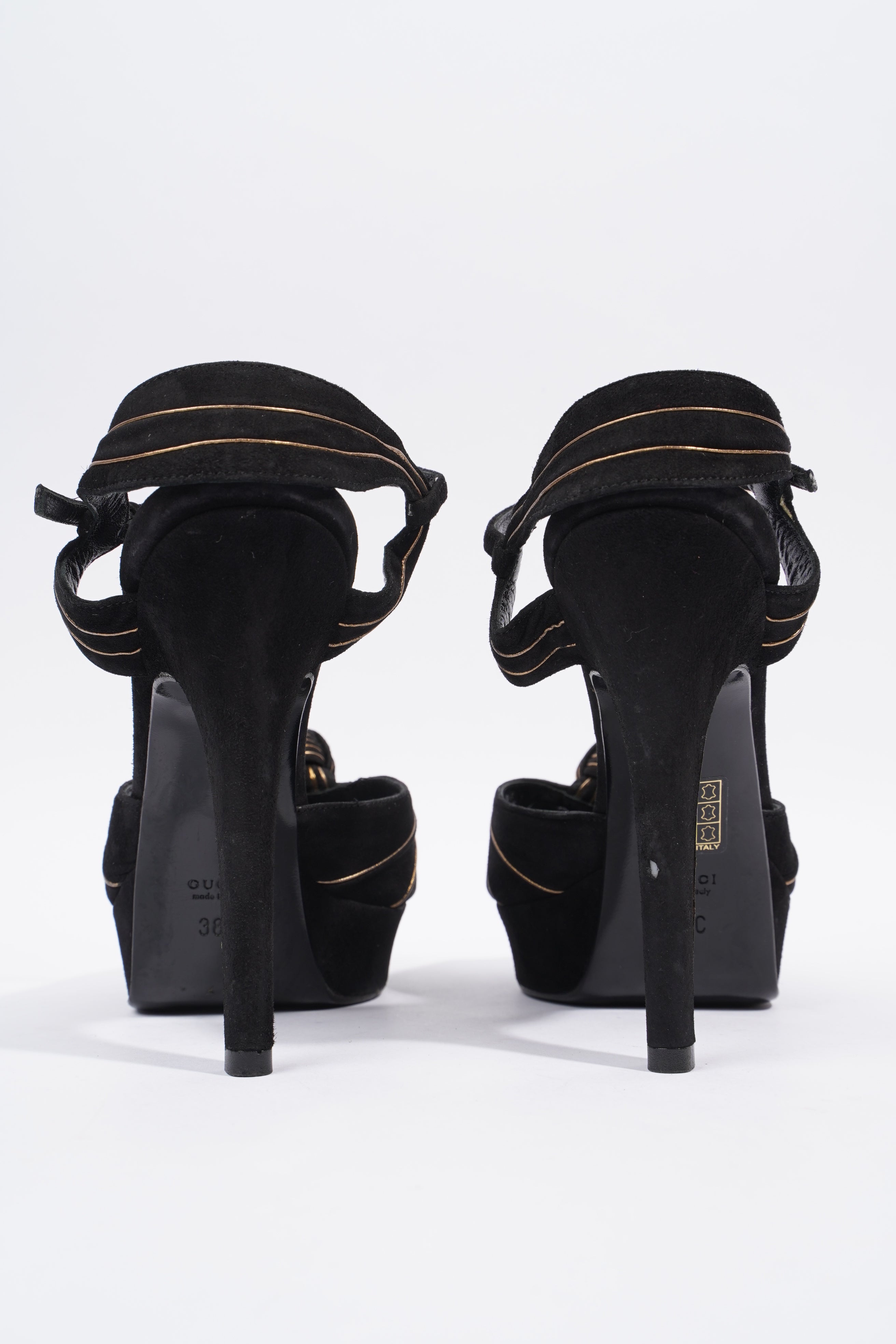 Gucci Heeled Sandal 120 Black Suede EU 38 UK 5