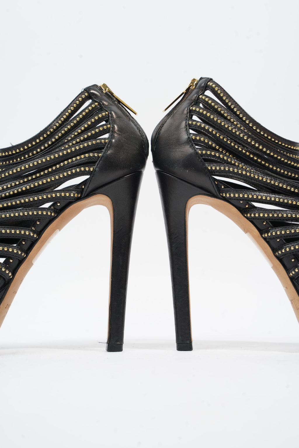Christian Dior Studded Strappy Platform Sandals 120 Black / Silver Leather EU 37.5 UK 4.5