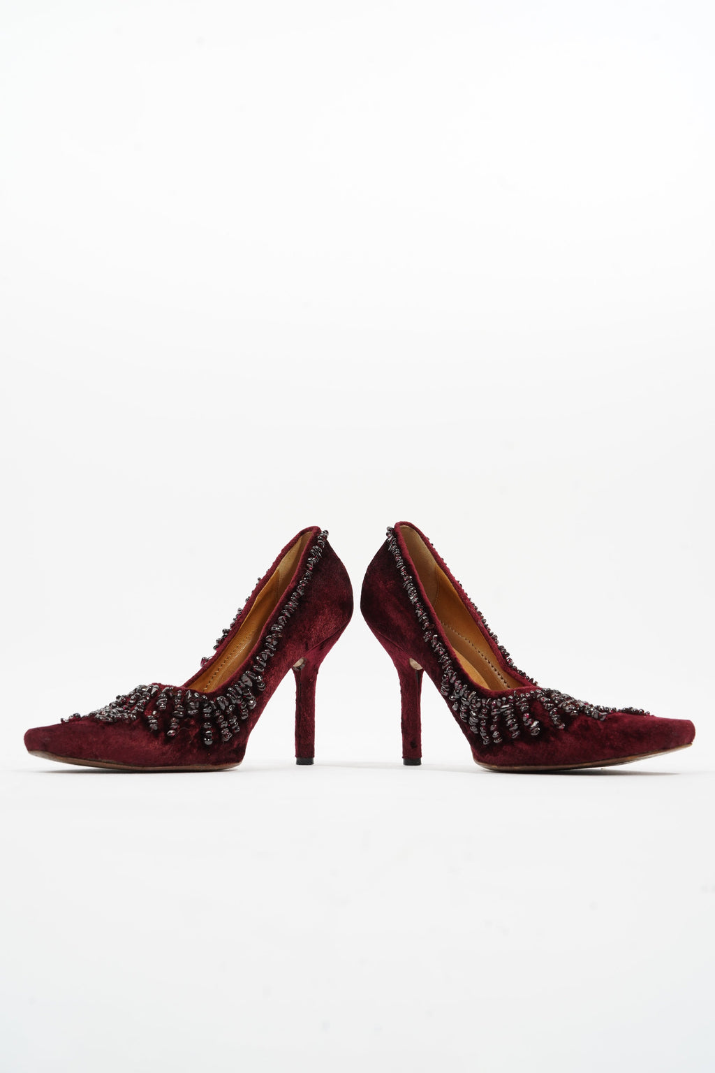 Gucci Ruby Pumps 90 Burgundy Velvet EU 37.5 UK 4.5