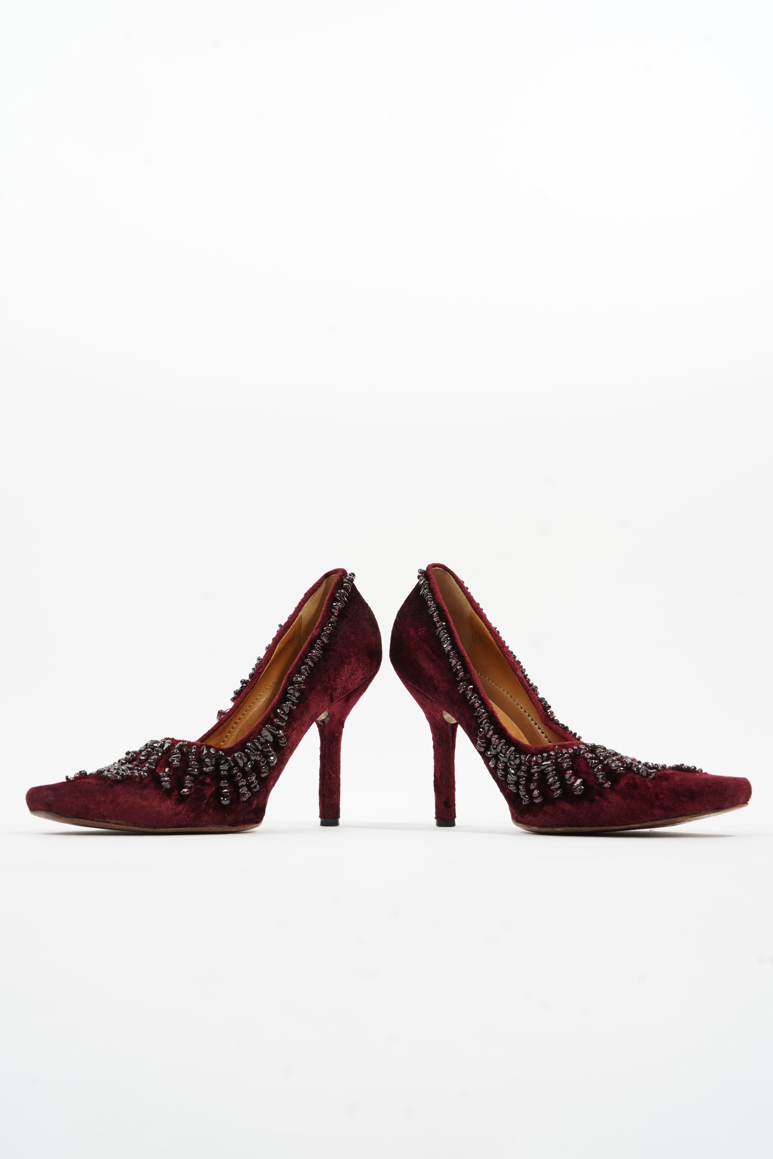 Gucci Ruby Pumps 90 Burgundy Velvet EU 37.5 UK 4.5