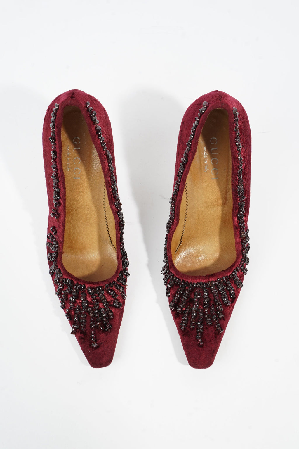 Gucci Ruby Pumps 90 Burgundy Velvet EU 37.5 UK 4.5