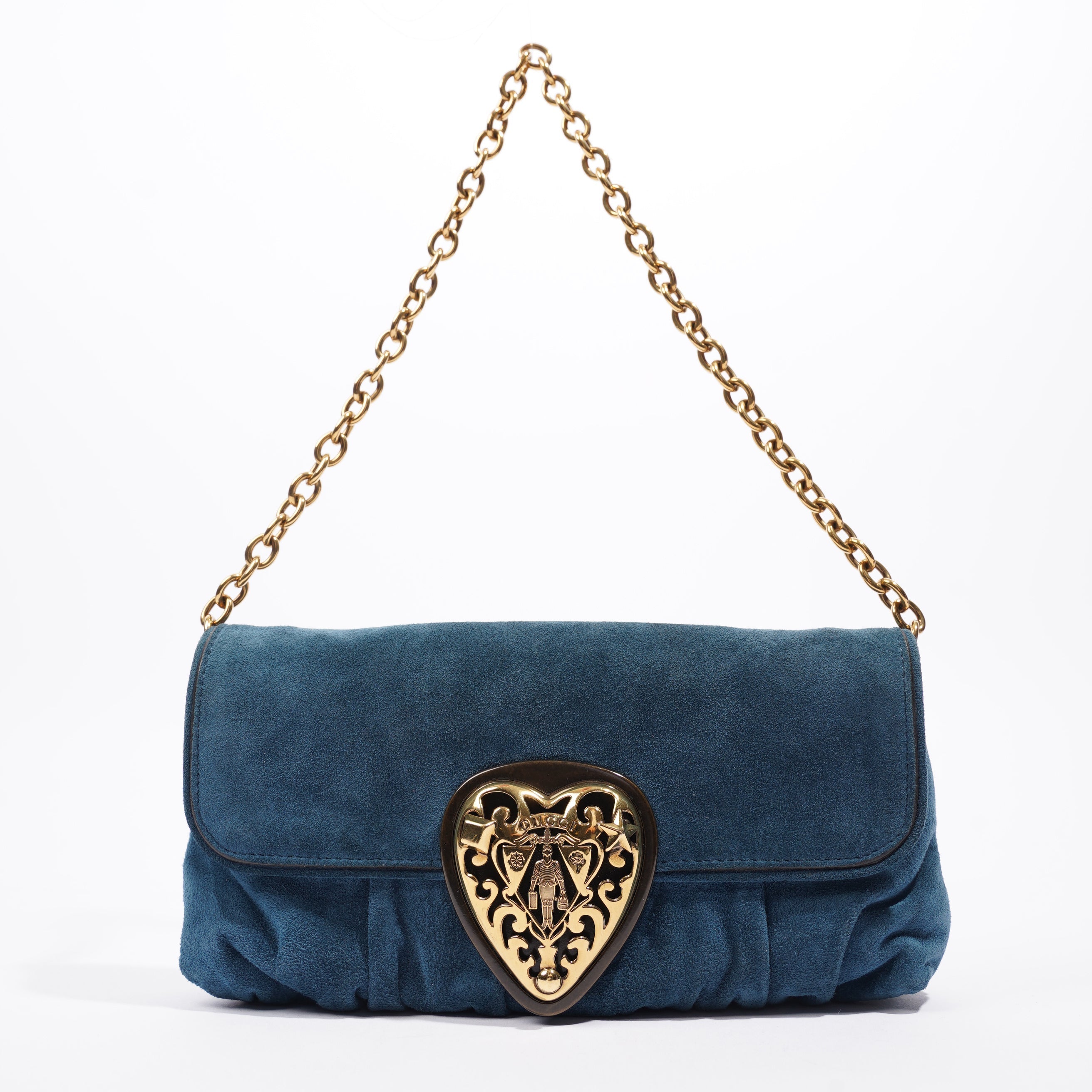 Gucci Clutch Bag Blue Suede