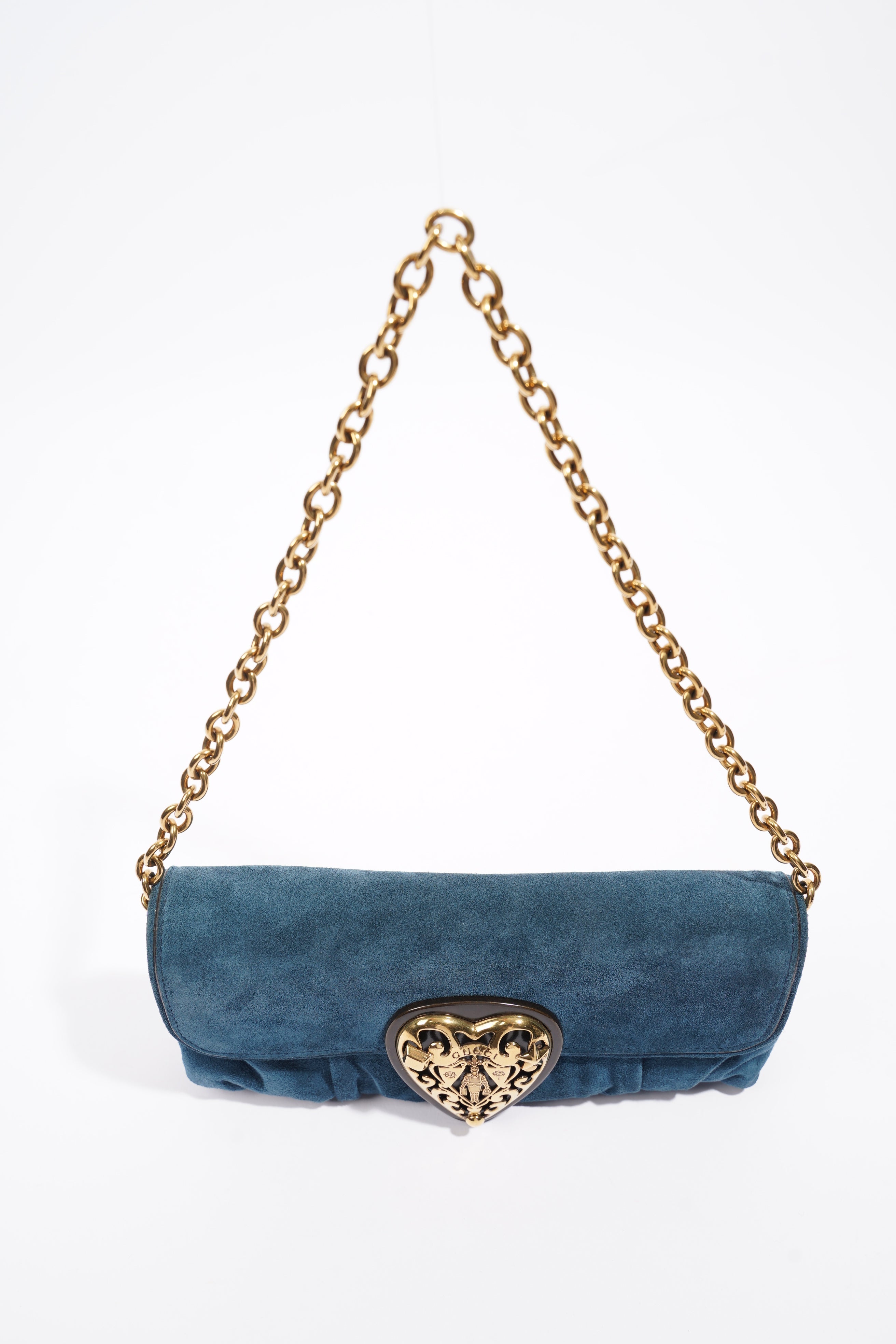 Gucci Clutch Bag Blue Suede