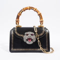 Gucci Tiger Mini Bamboo Bag Black / Gold Leather