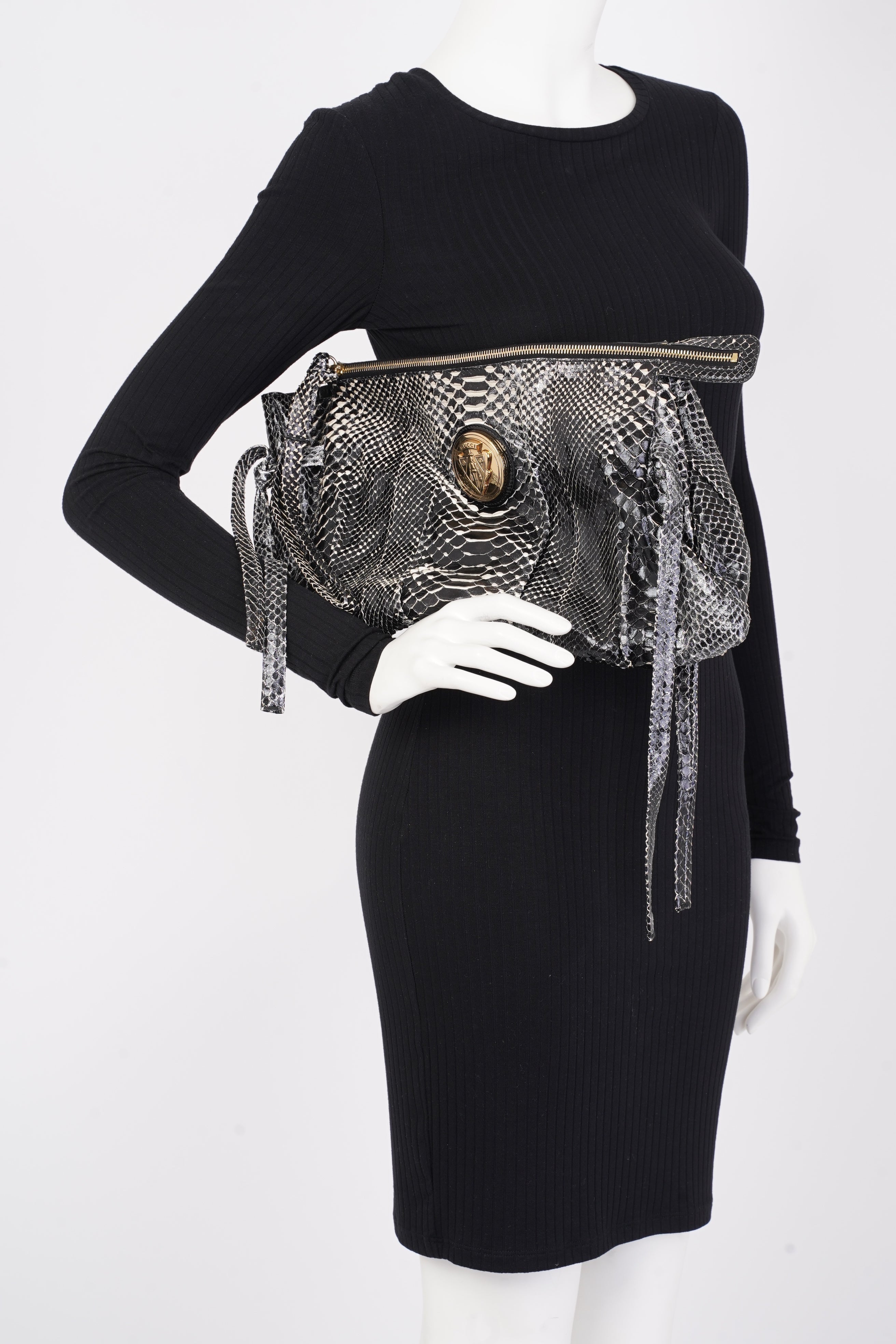 Gucci Hysteria Clutch Bag Black Python