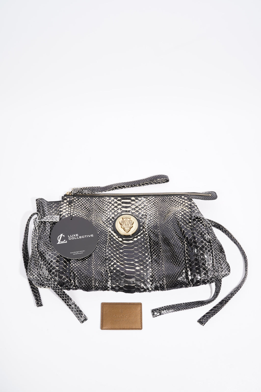 Gucci Hysteria Clutch Bag Black Python