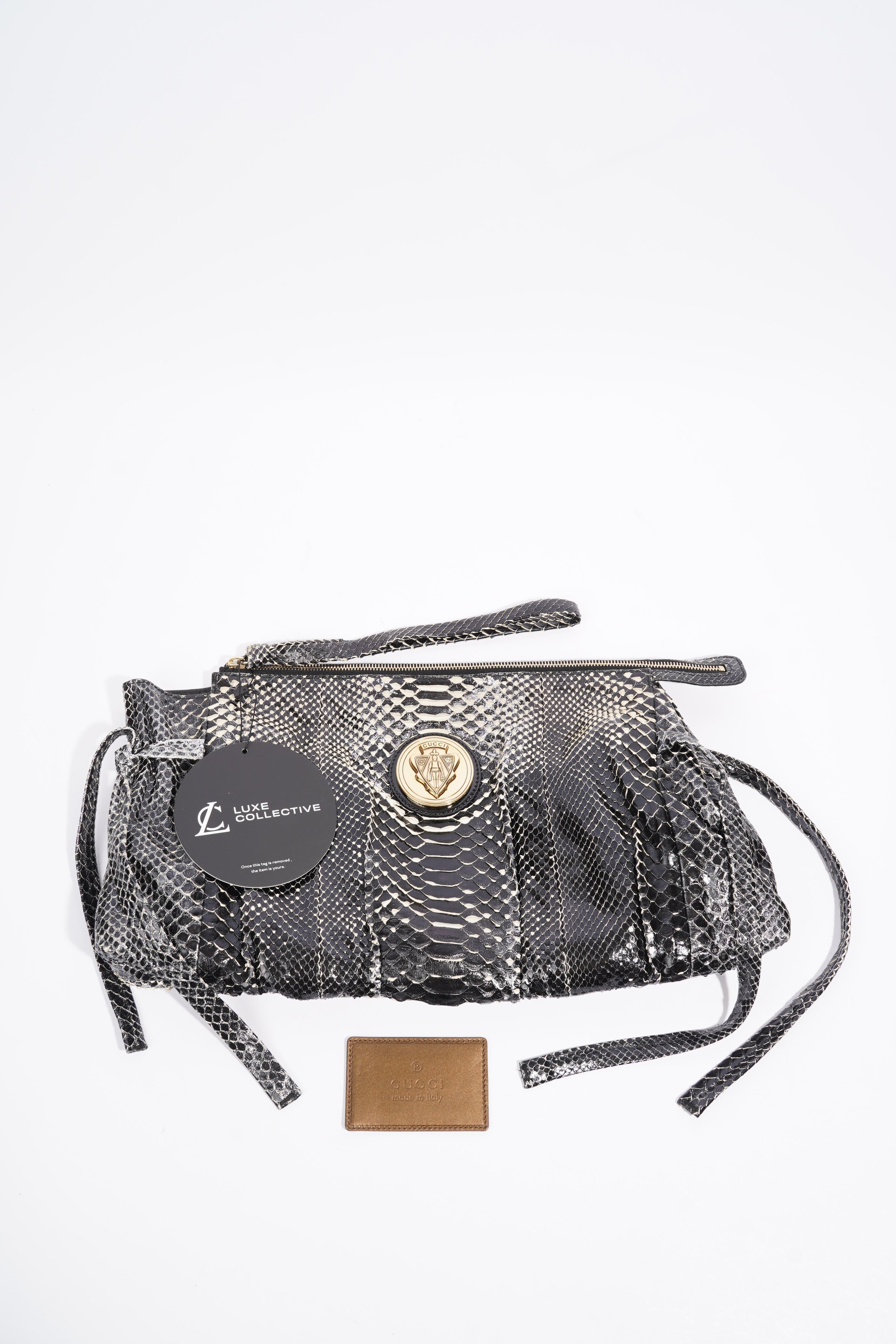 Gucci Hysteria Clutch Bag Black Python