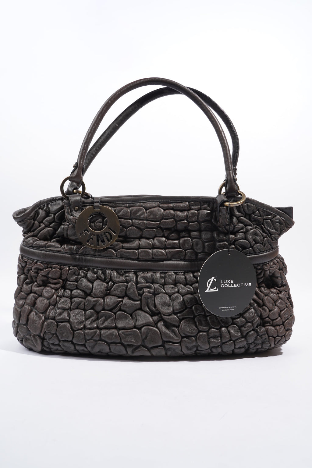 Fendi Padded Chef Tote Brown Leather