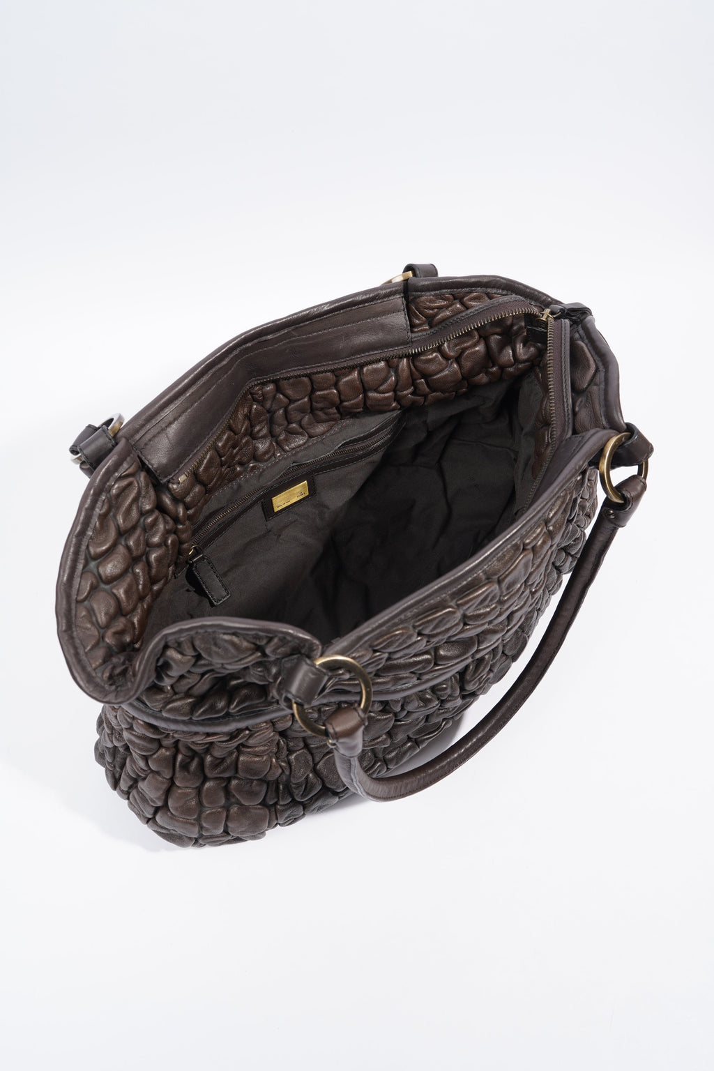 Fendi Padded Chef Tote Brown Leather