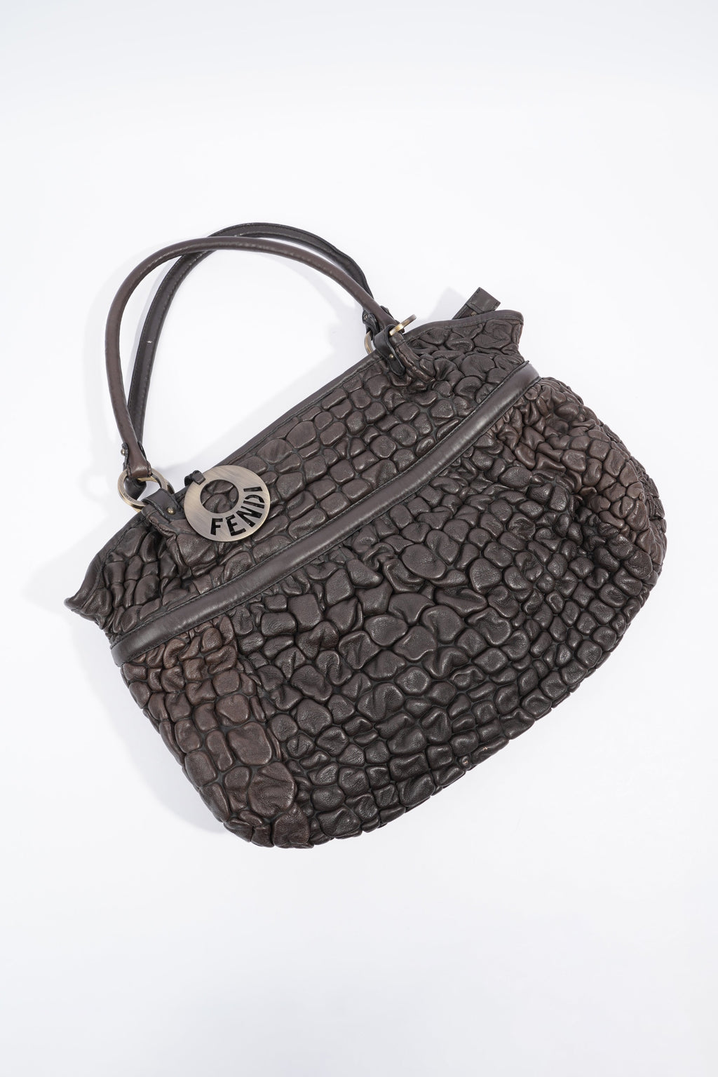Fendi Padded Chef Tote Brown Leather