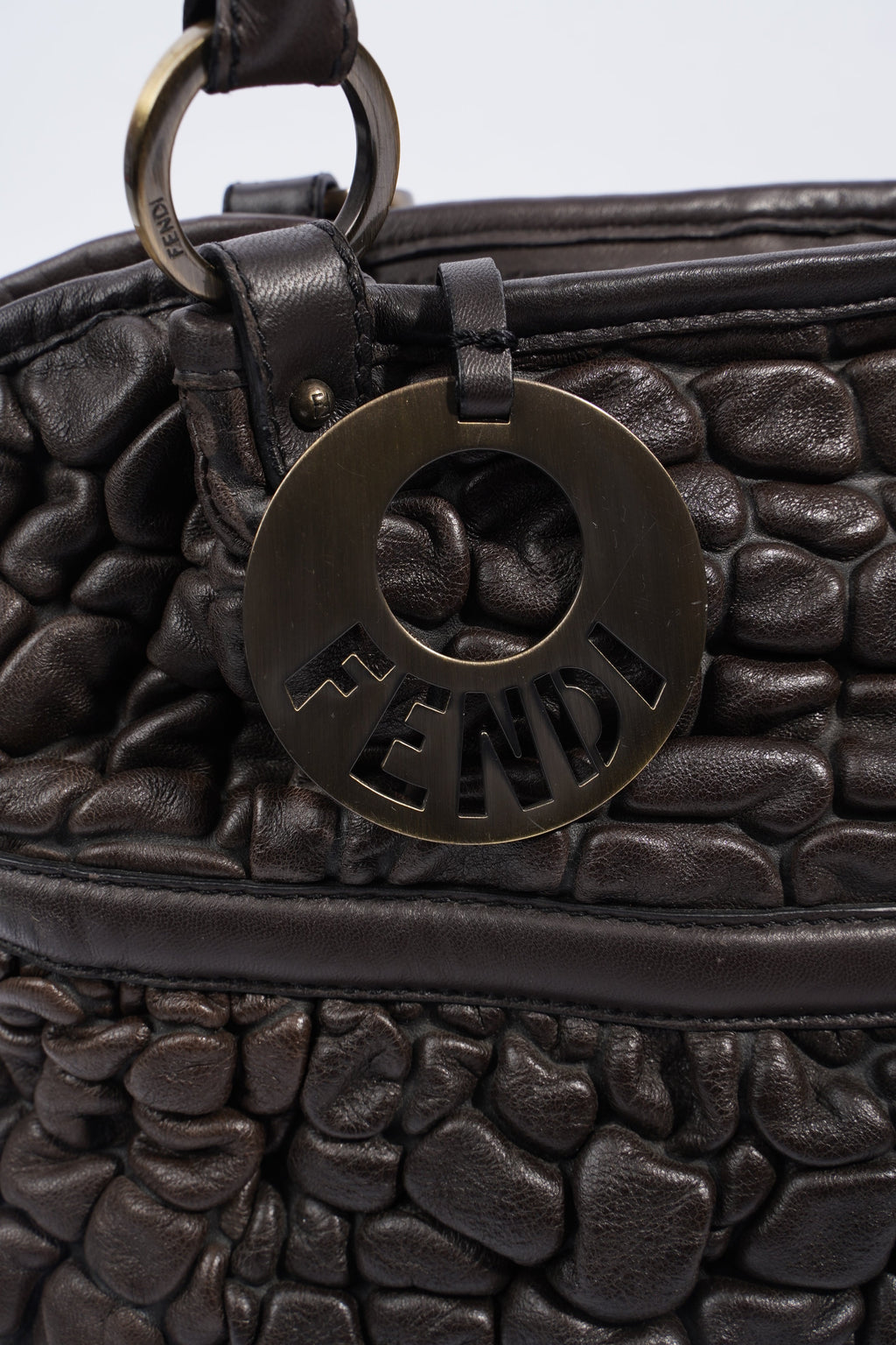Fendi Padded Chef Tote Brown Leather