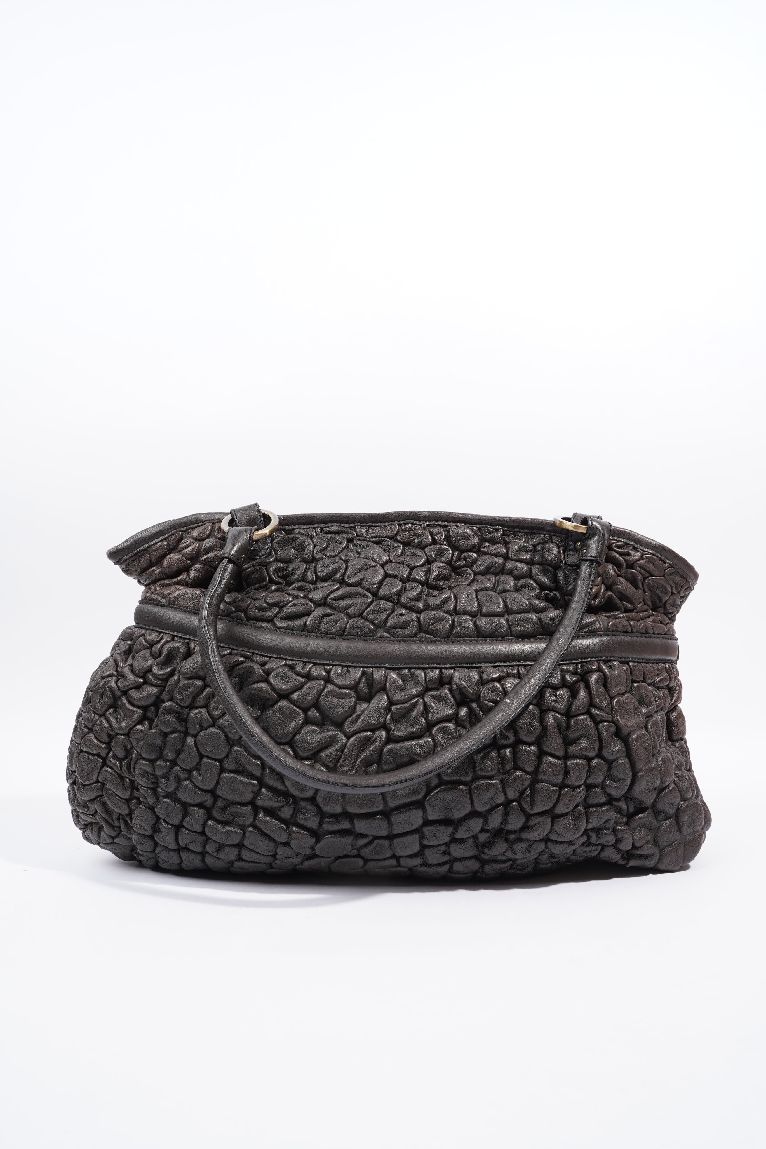 Fendi Padded Chef Tote Brown Leather
