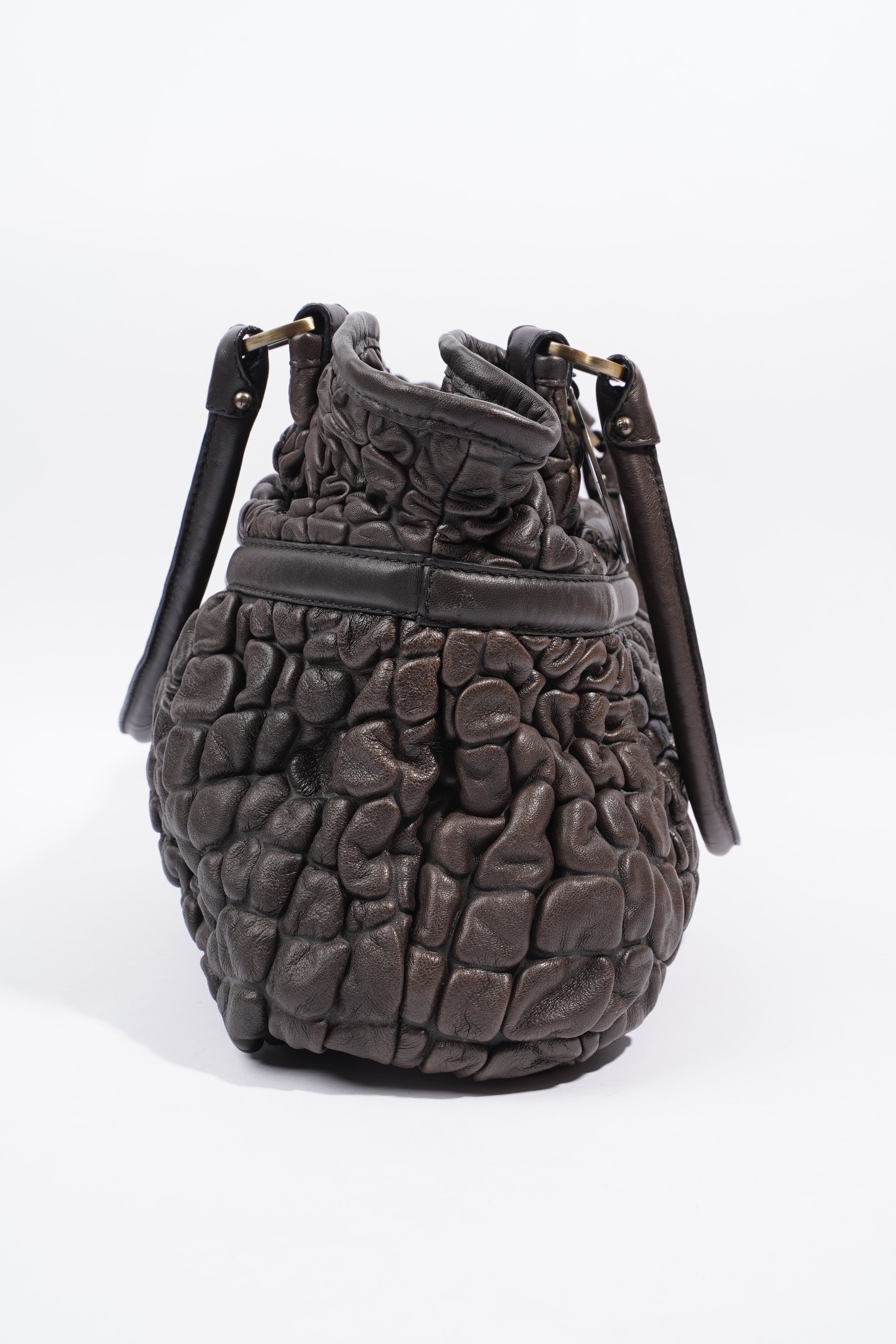 Fendi Padded Chef Tote Brown Leather