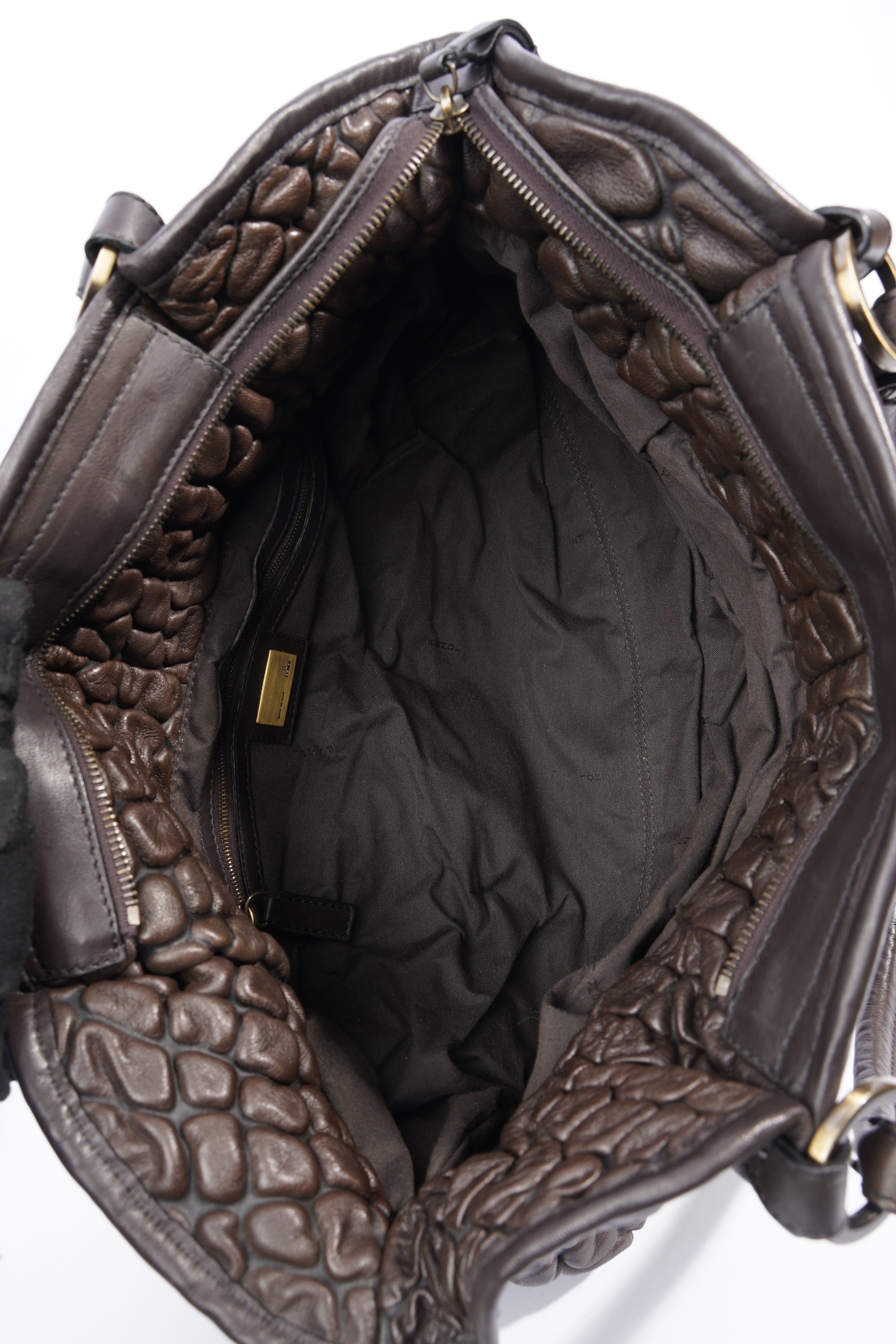 Fendi Padded Chef Tote Brown Leather