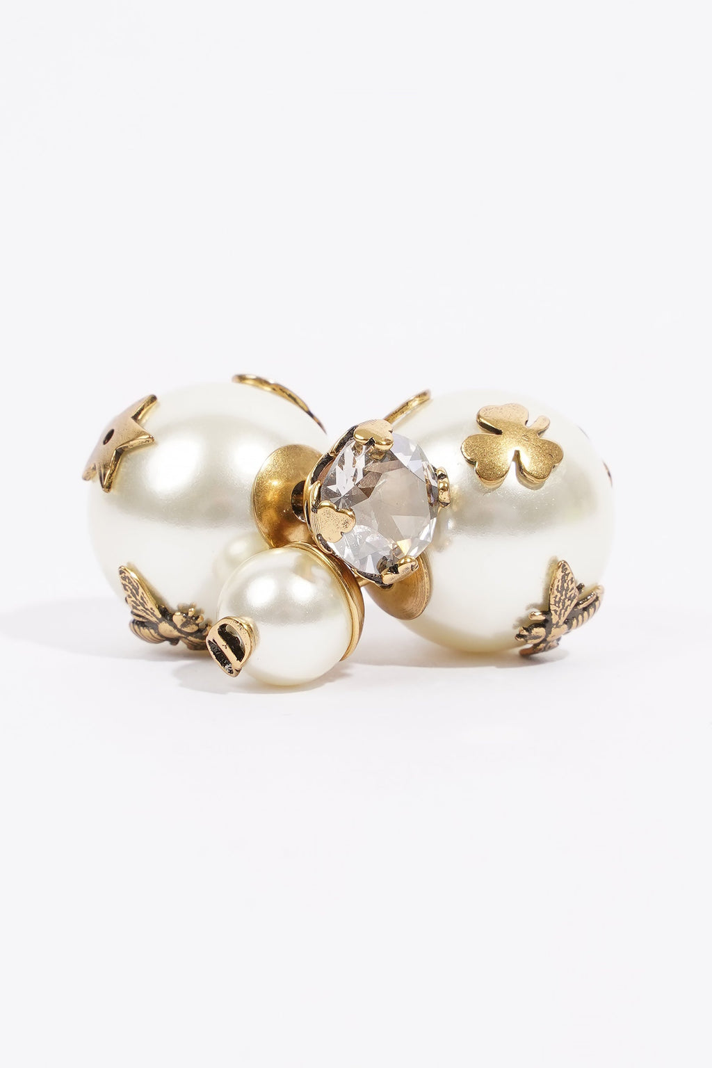 Christian Dior Pearl Stud Earrings Gold Base Metal