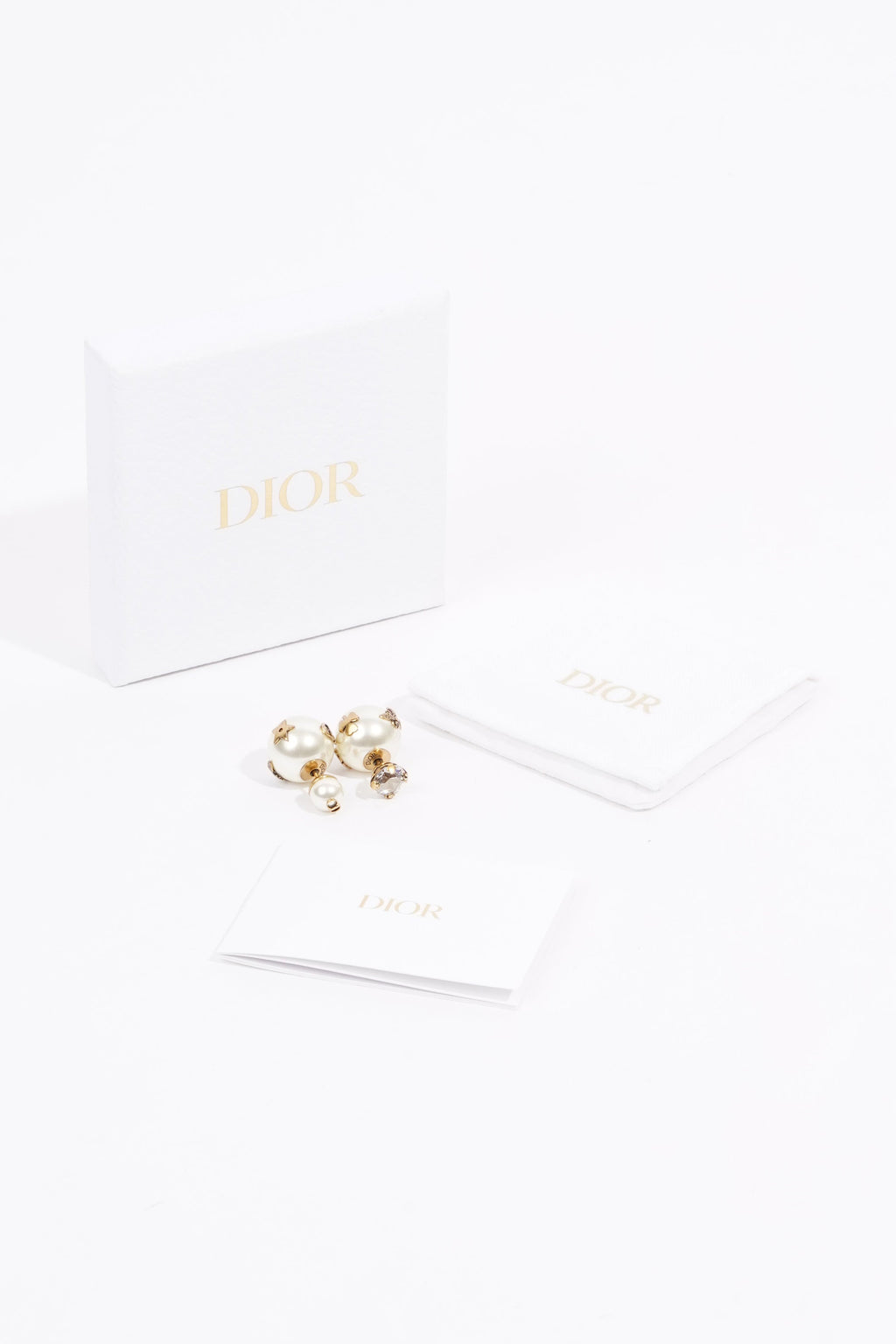 Christian Dior Pearl Stud Earrings Gold Base Metal