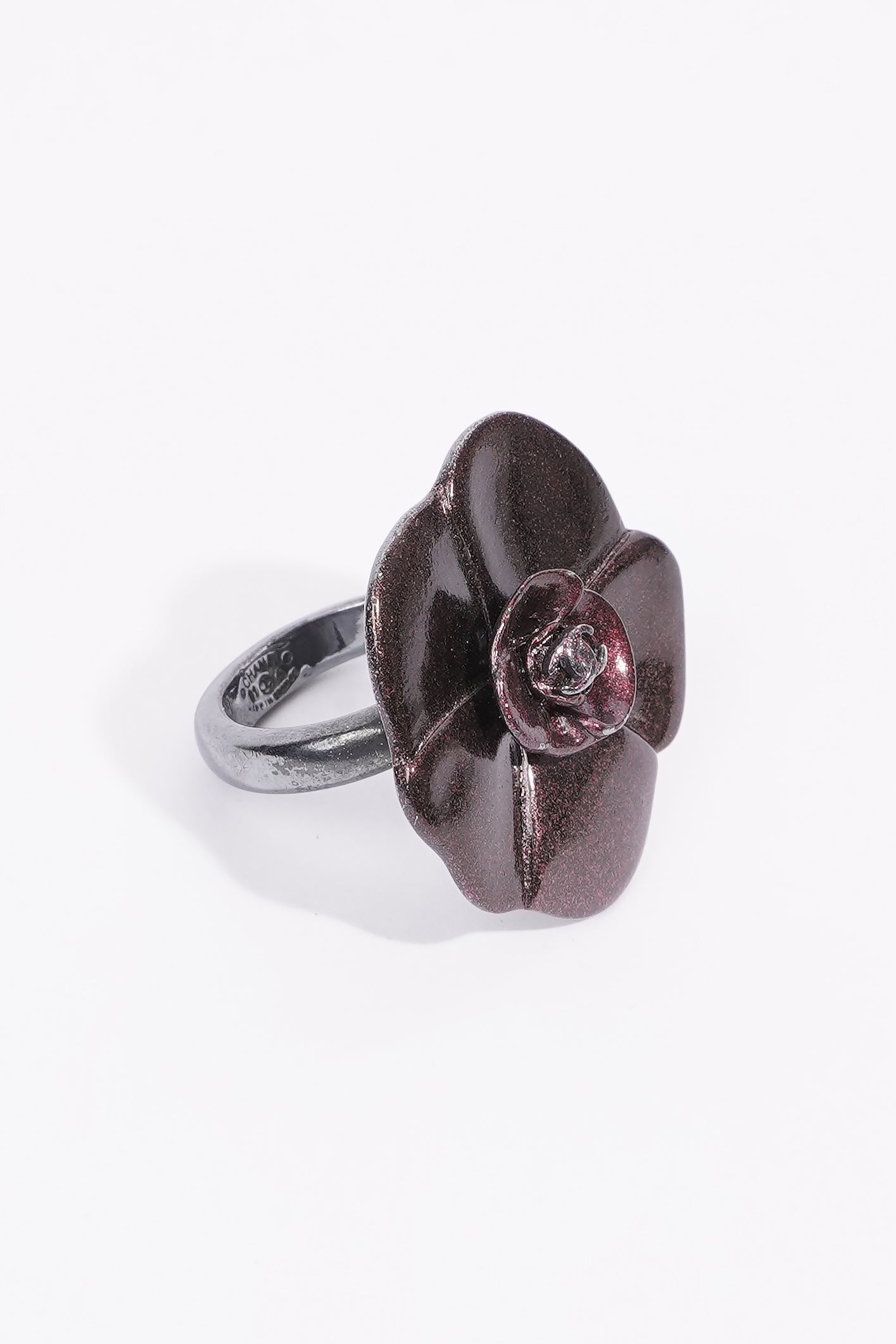 Chanel Rose Ring Purple Base Metal O