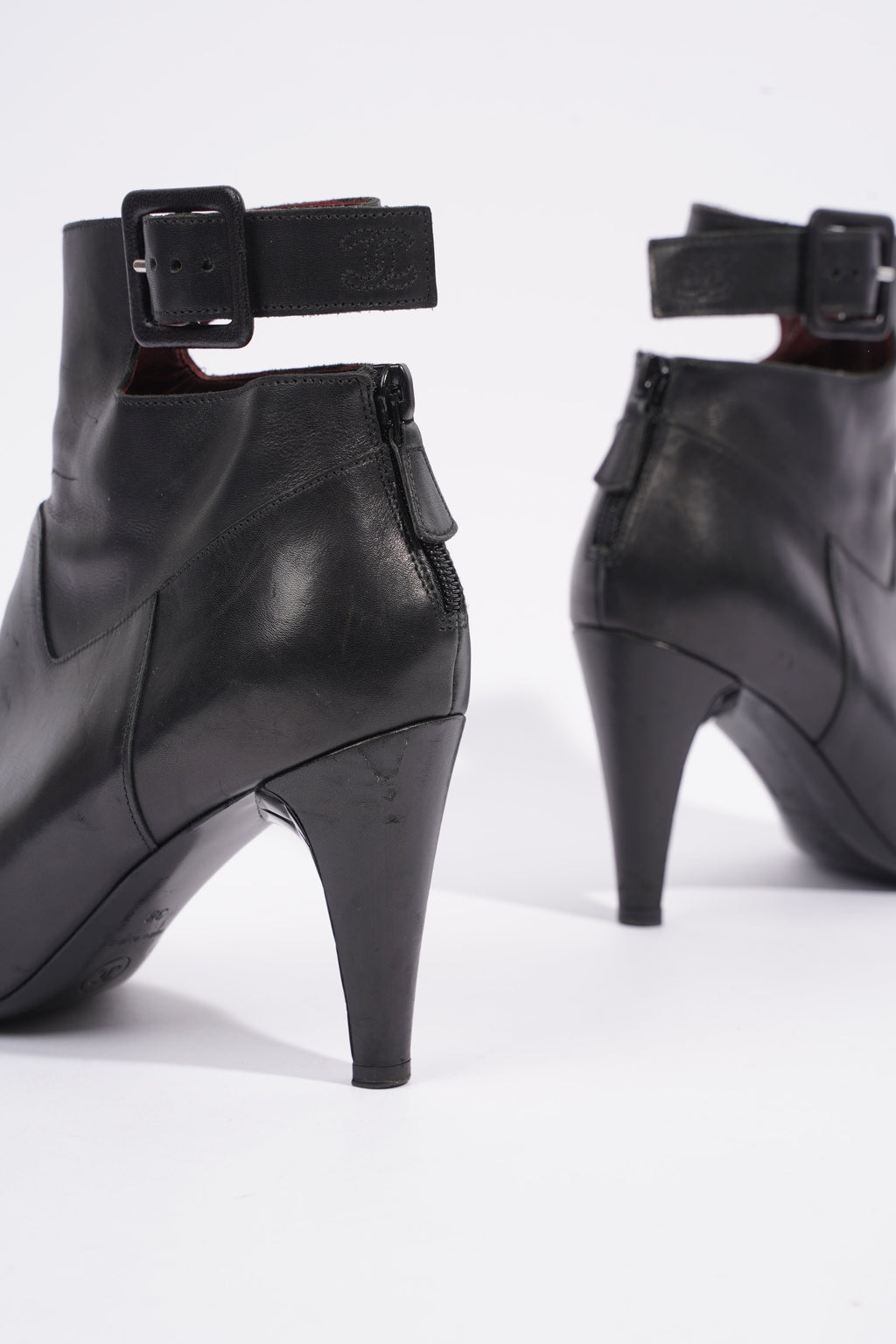 Chanel Patent Toe Ankle Boot 80 Black Leather EU 38 UK 5