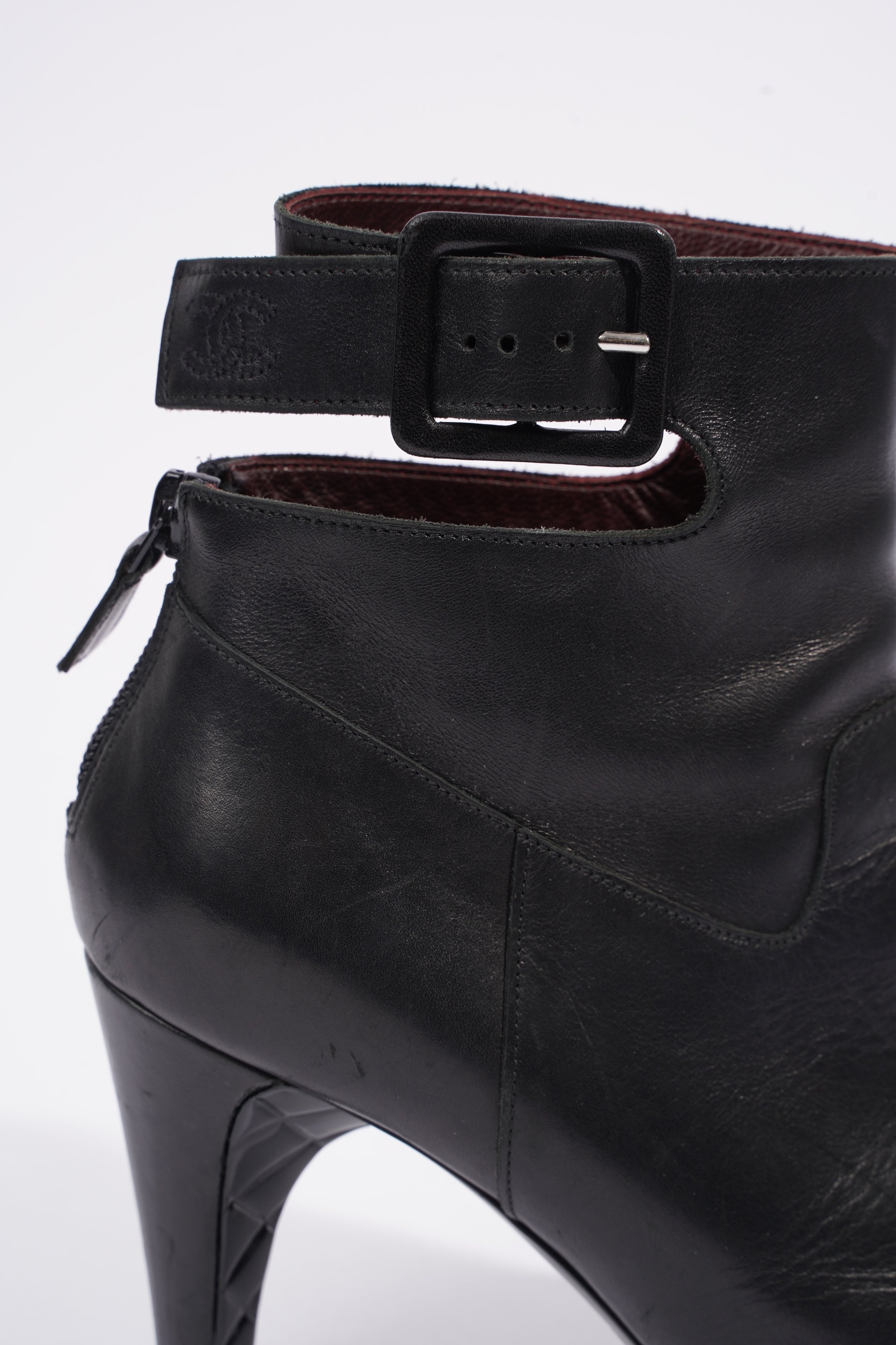 Chanel Patent Toe Ankle Boot 80 Black Leather EU 38 UK 5