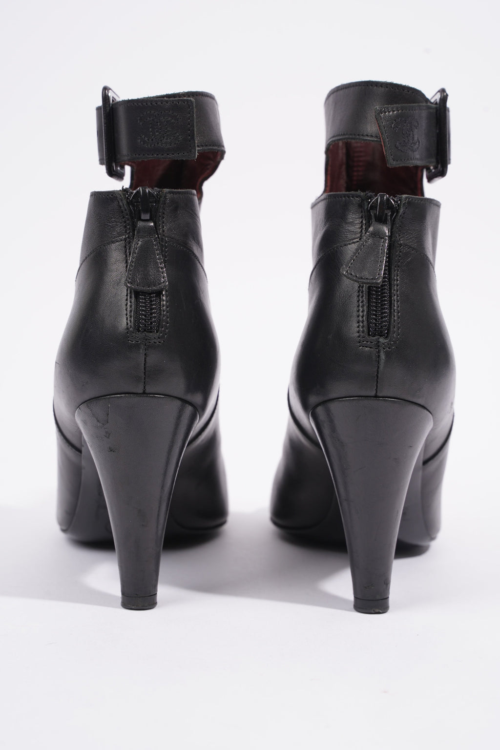 Chanel Patent Toe Ankle Boot 80 Black Leather EU 38 UK 5