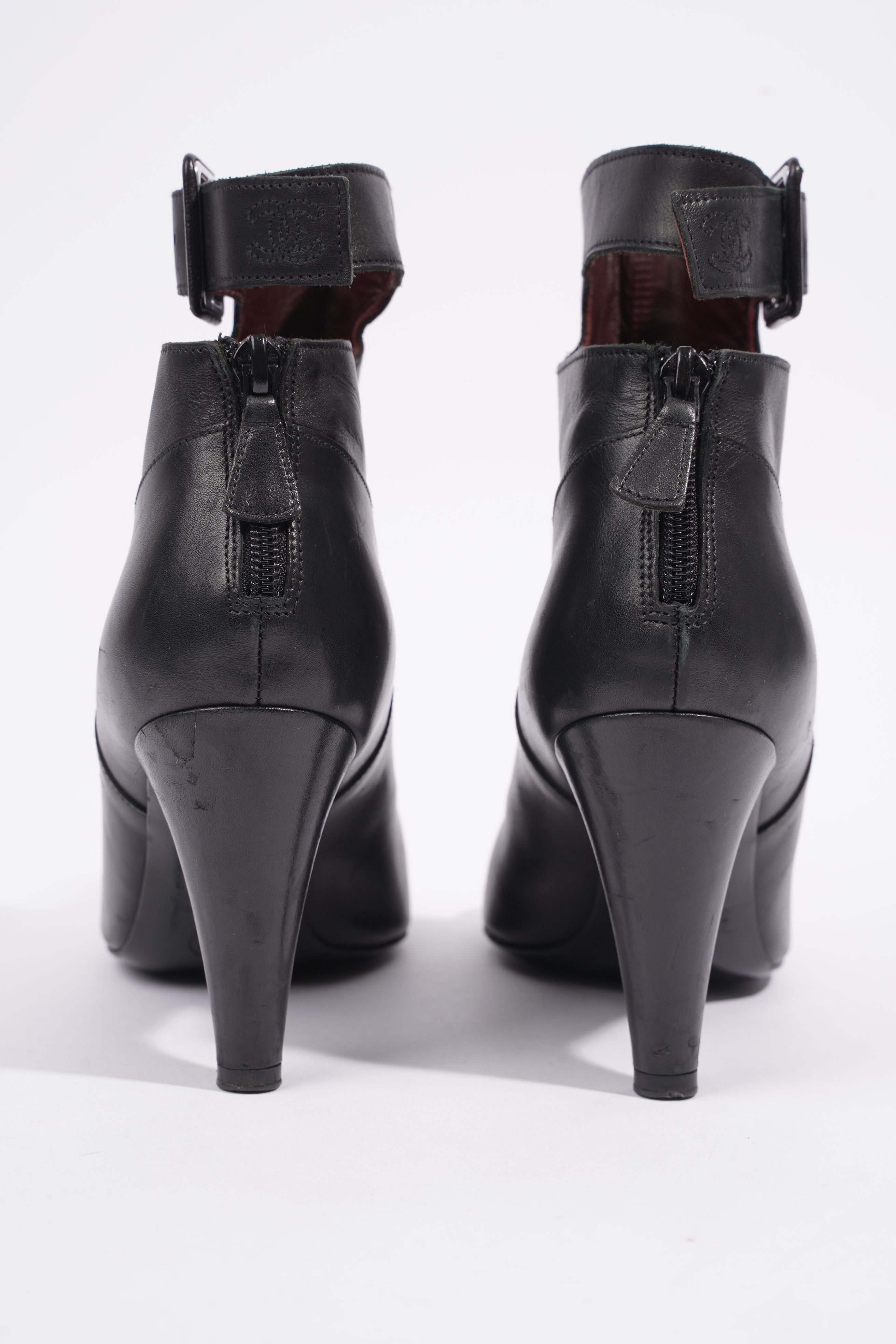 Chanel Patent Toe Ankle Boot 80 Black Leather EU 38 UK 5