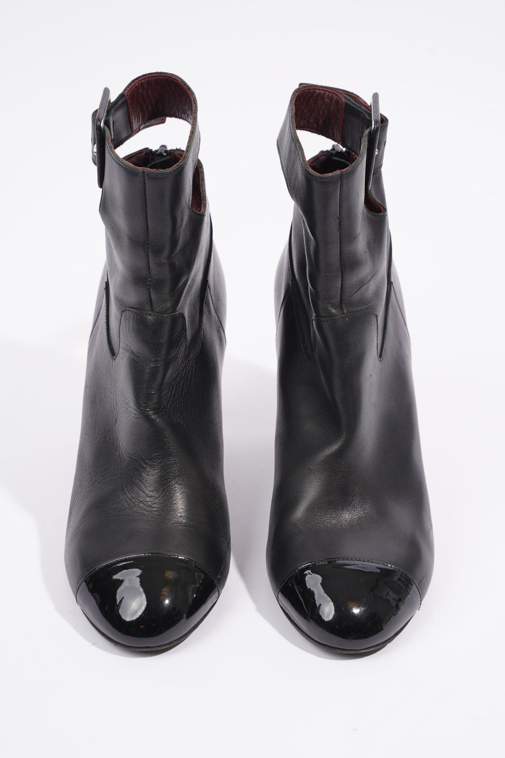 Chanel Patent Toe Ankle Boot 80 Black Leather EU 38 UK 5